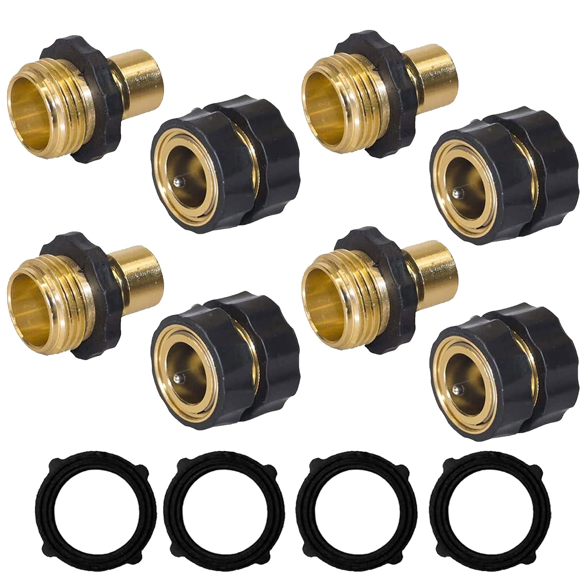 Hourleey 3/4 Inch Garden Hose Quick Connector Set (4 Pack) - Perfect for Outdoor Watering