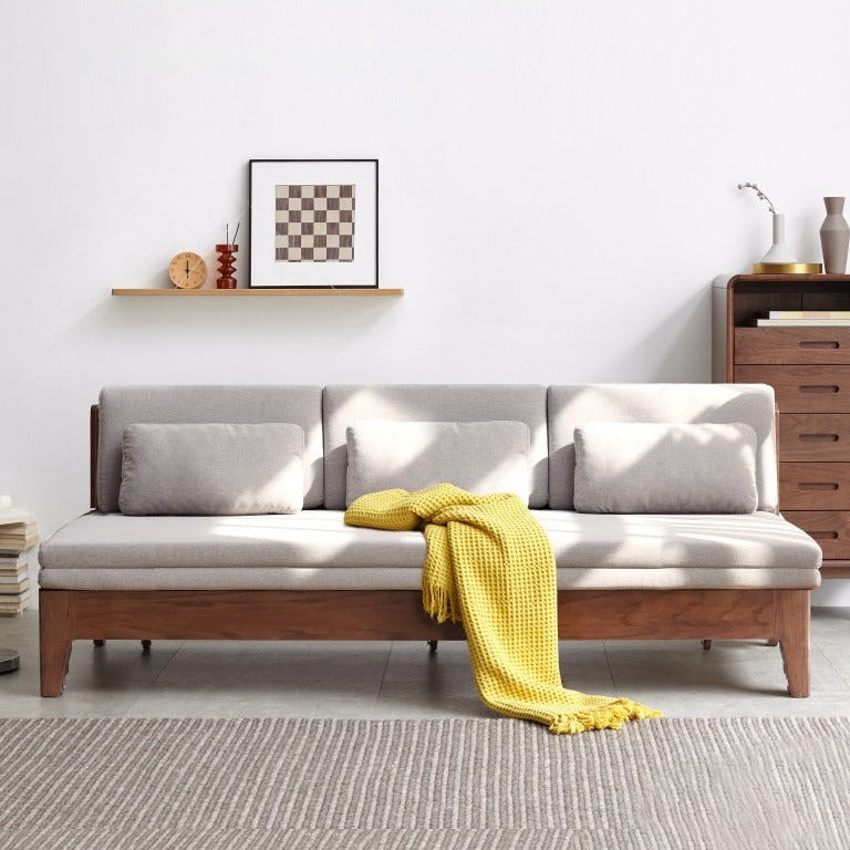 Solid Oak Wood Sofa Bed - Foldable & Convertible for Living Room, Guest Room, or Small Spaces - Multi-Functional Furniture for Comfort & Style