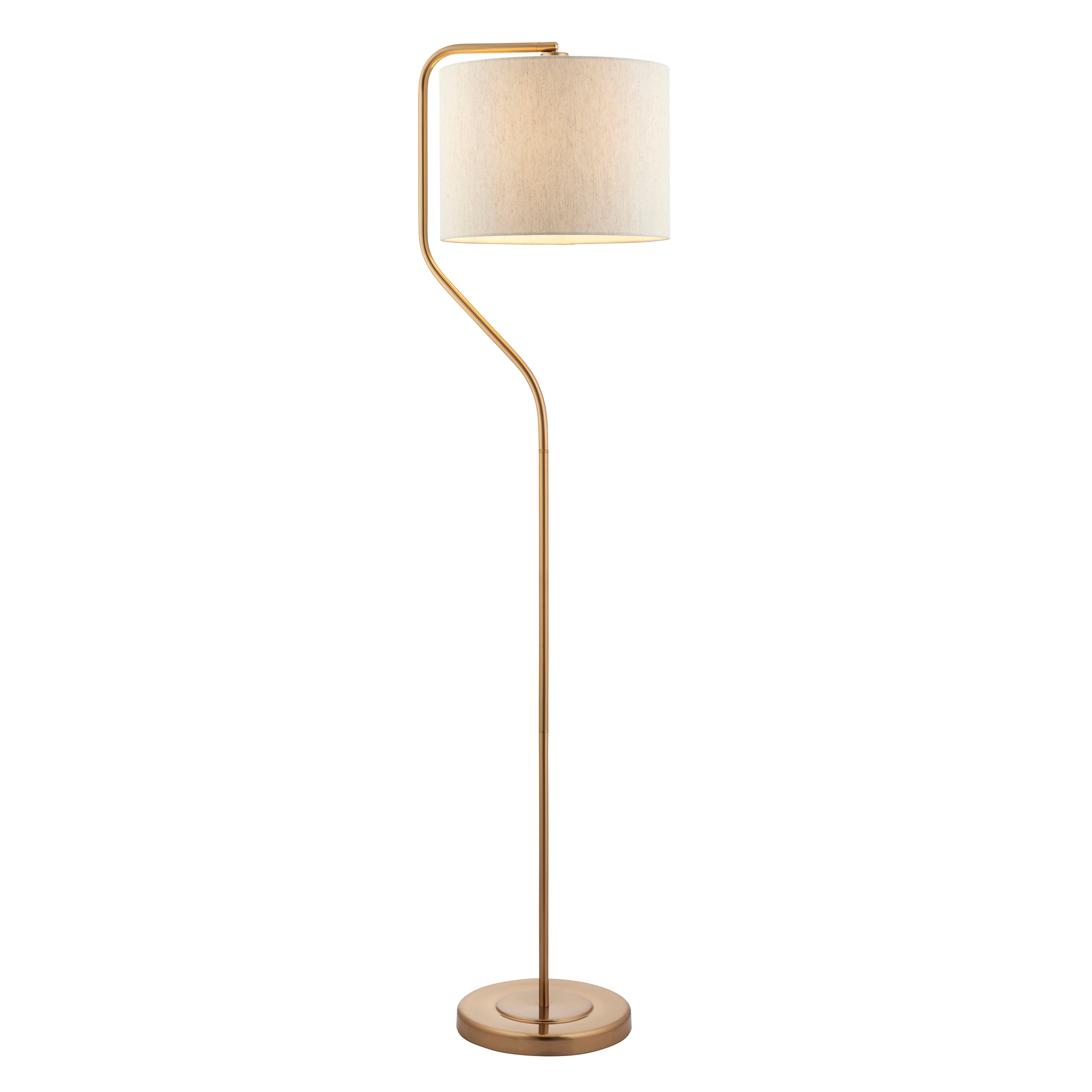 Elegant Clement Brass Floor Lamp with Natural Linen Shade - Modern Lighting for Living Room, Bedroom & Office Decor