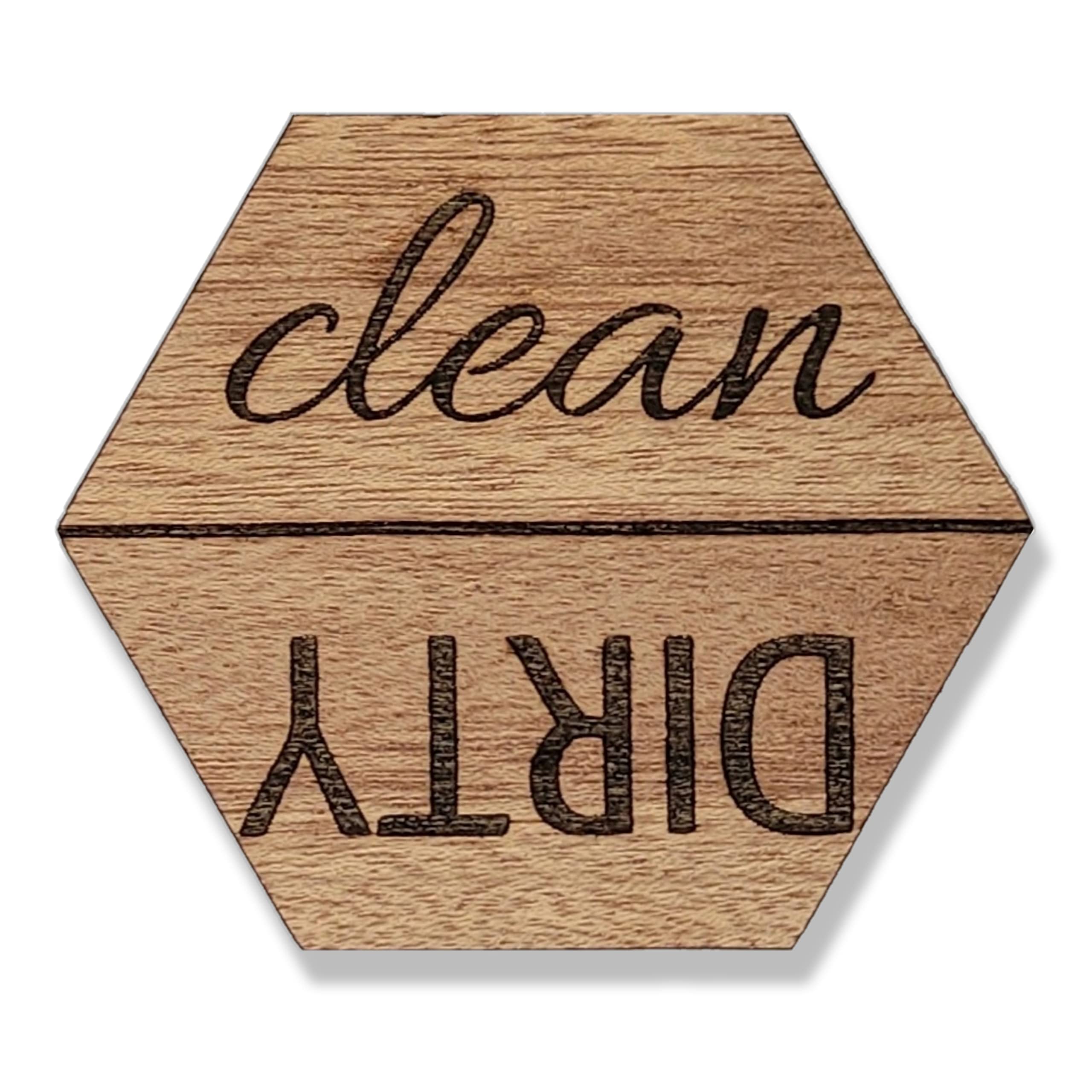 Reversible Wooden Dishwasher Magnet Sign - Clean/Dirty Indicator for Kitchen Organization | Sapele Wood Home Decor | Perfect for Apartments, Dorms & Housewarming Gifts
