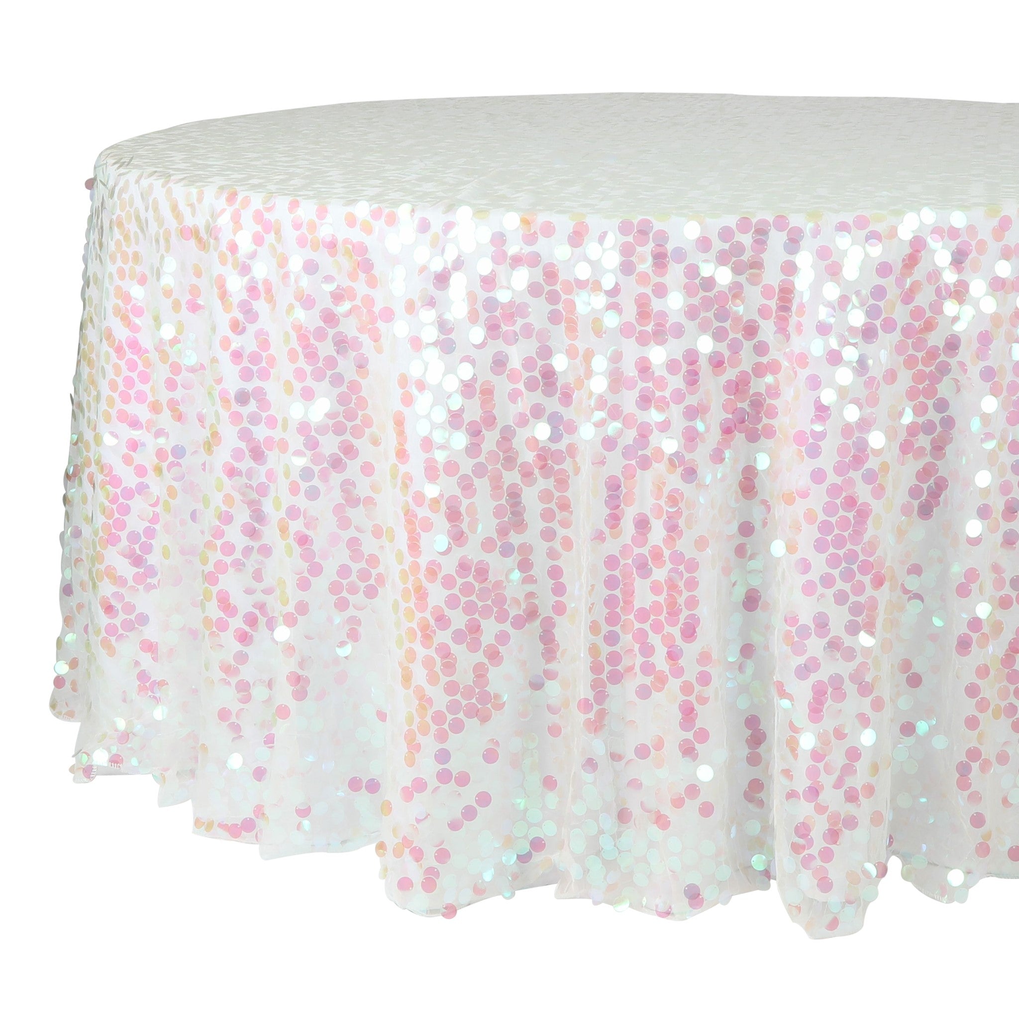 Large Payette Sequin Round 120-Inch Tablecloth - Iridescent Pink for Wedding, Party & Special Events Decor