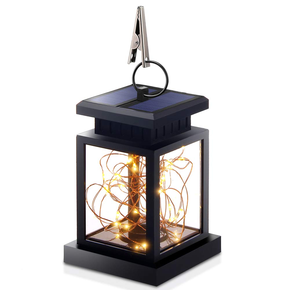 Solar Powered Hanging Lanterns - Outdoor Fairy String Lights with Auto Dusk to Dawn Sensor, Warm White LED for Garden, Patio, Yard & Christmas Decorations (1 Pack) - Perfect for Backyard Parties, Wedding Decor & Holiday Lighting