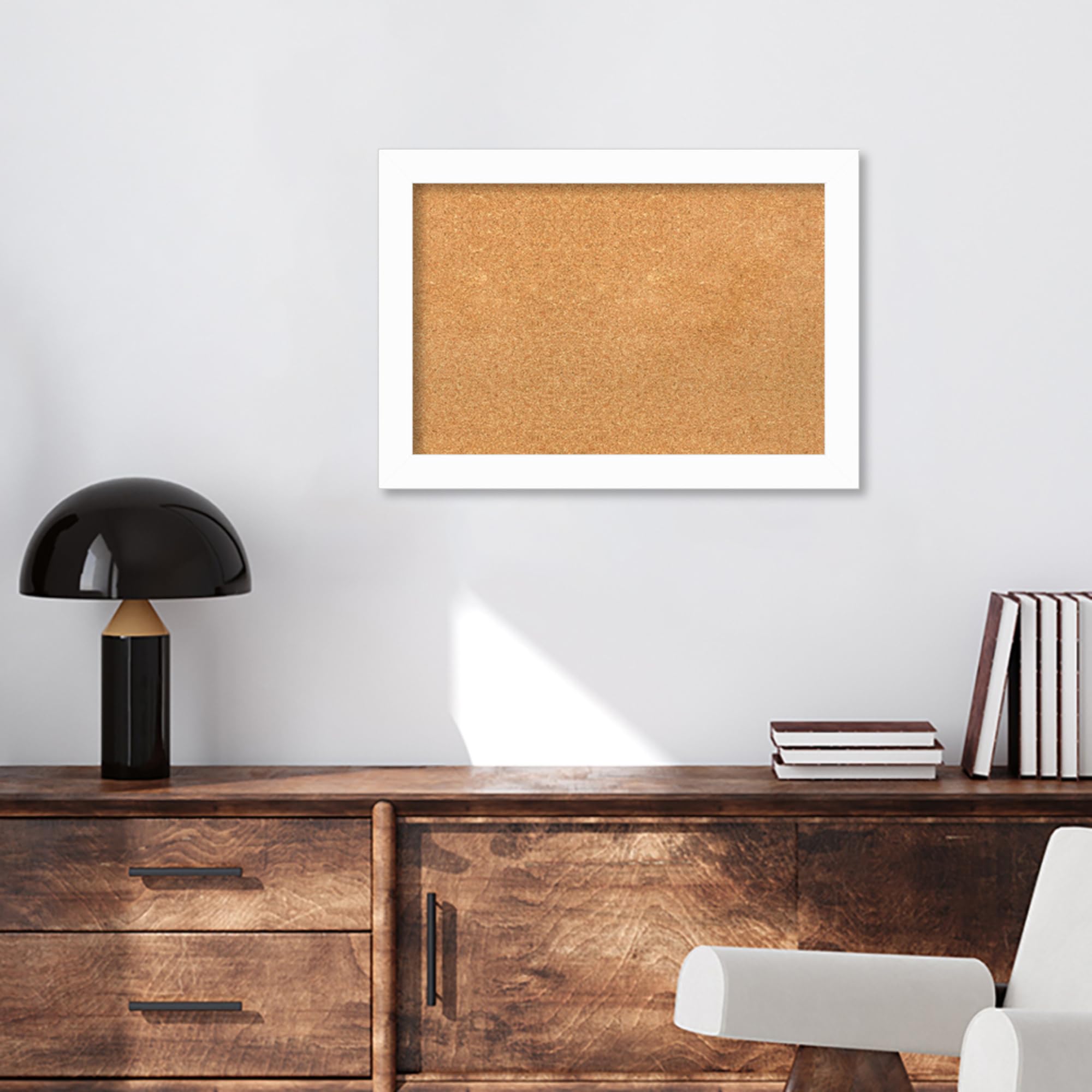 Amanti Art 19x27 Natural Cork Board with White Wood Frame - Vision Board, Office Decor & Home Organization Pinboard | Perfect for Displaying Photos, Notes & Inspirational Quotes in Home, Office or Classroom