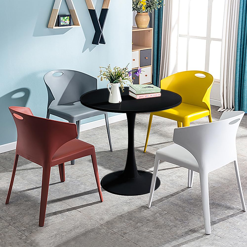 Modern Round Dining Table 31.5 Inch - Black Kitchen & Dining Room Furniture with Colored Top | Perfect for Small Spaces, Breakfast Nooks, Apartments & Cozy Family Meals