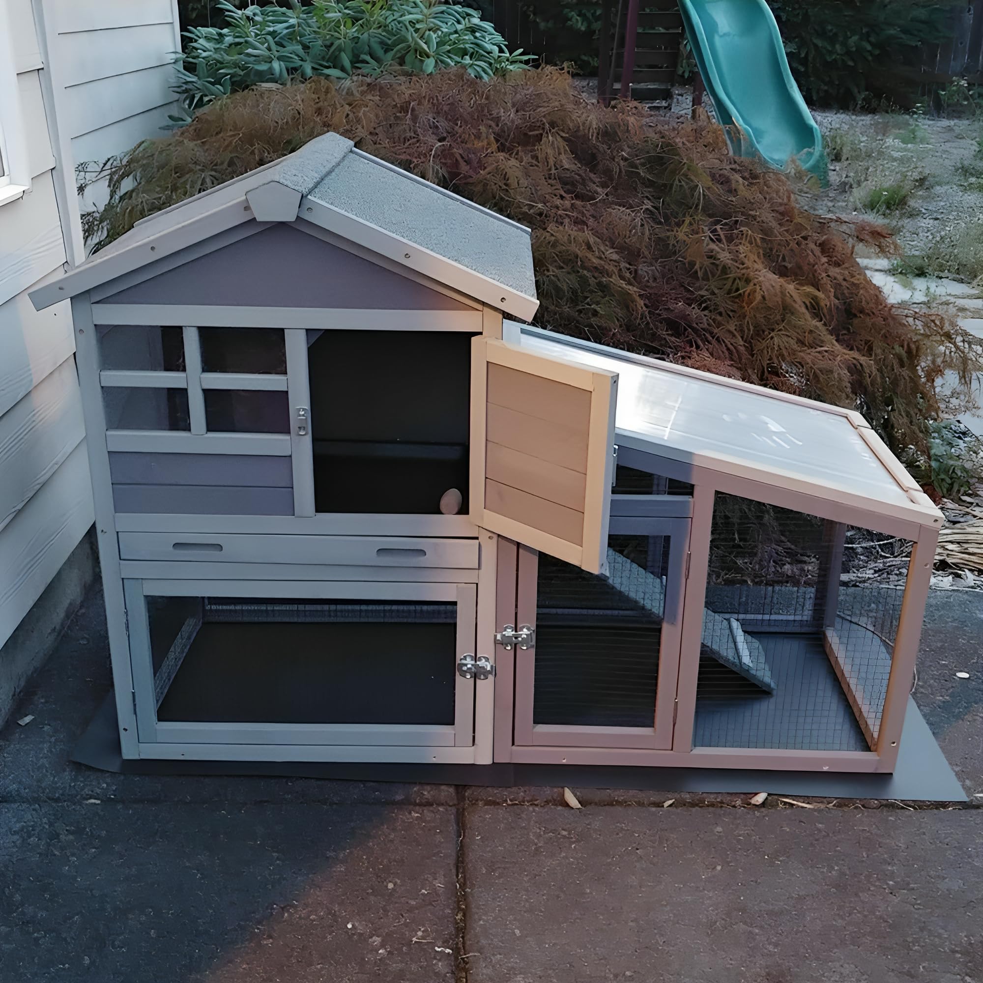 Aivituvin Large Outdoor Chicken Coop & Rabbit Hutch - 53.4