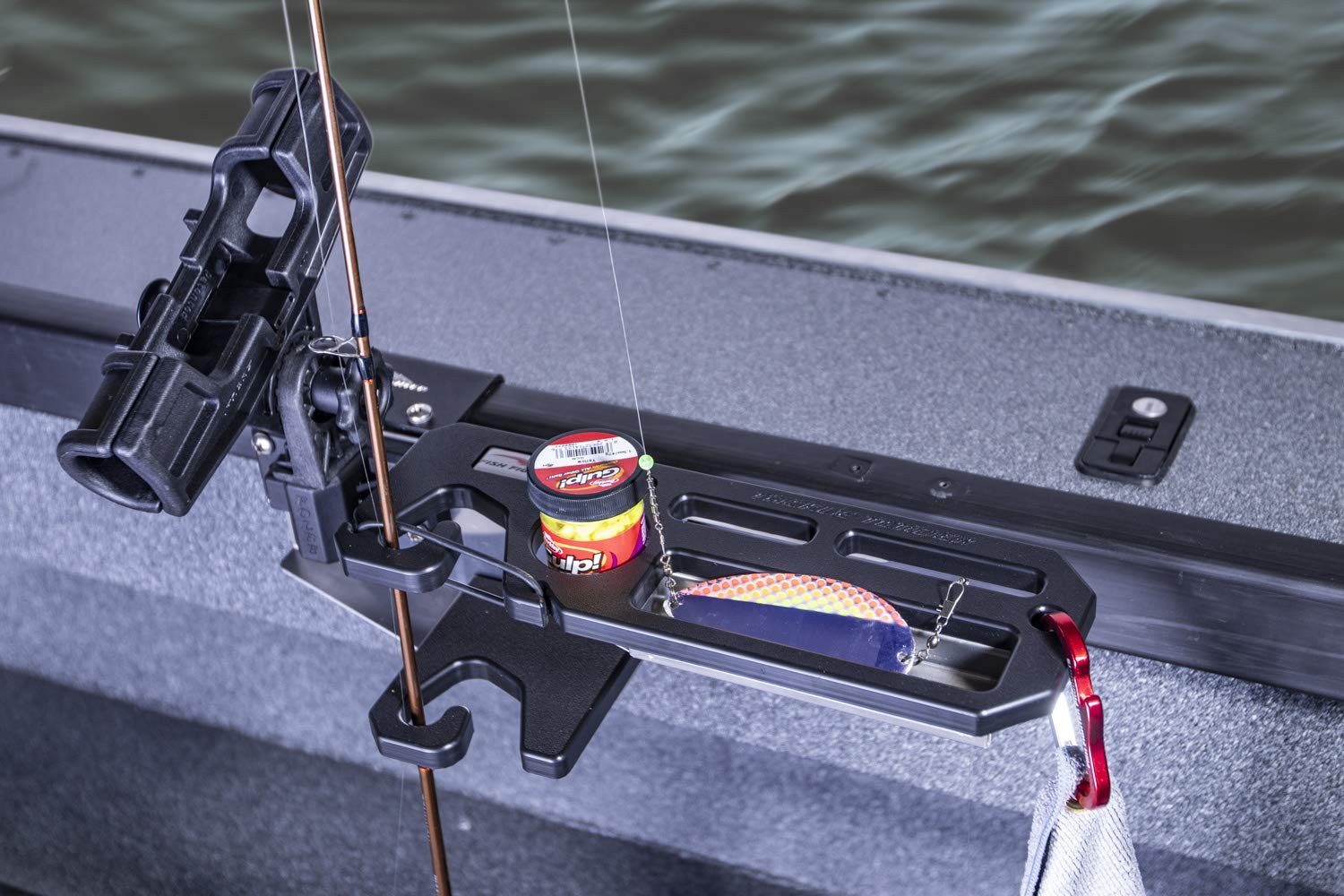 Fish Fighter™ - Tackle Tender Fishing Rod Holder | Organize Fishing Gear, Tackle Box, Sinkers & Bait | Perfect for Boat, Kayak & Shore Fishing Trips