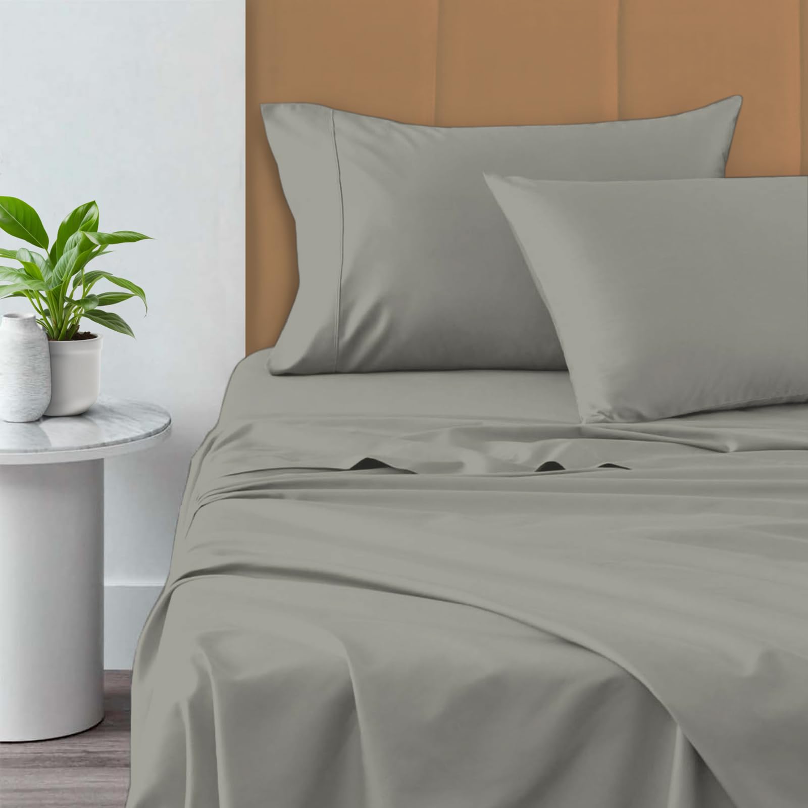 Pizuna Pure 100% Cotton California King Sheets - 800 Thread Count Long Staple Cotton Sateen Bedding Set with 15