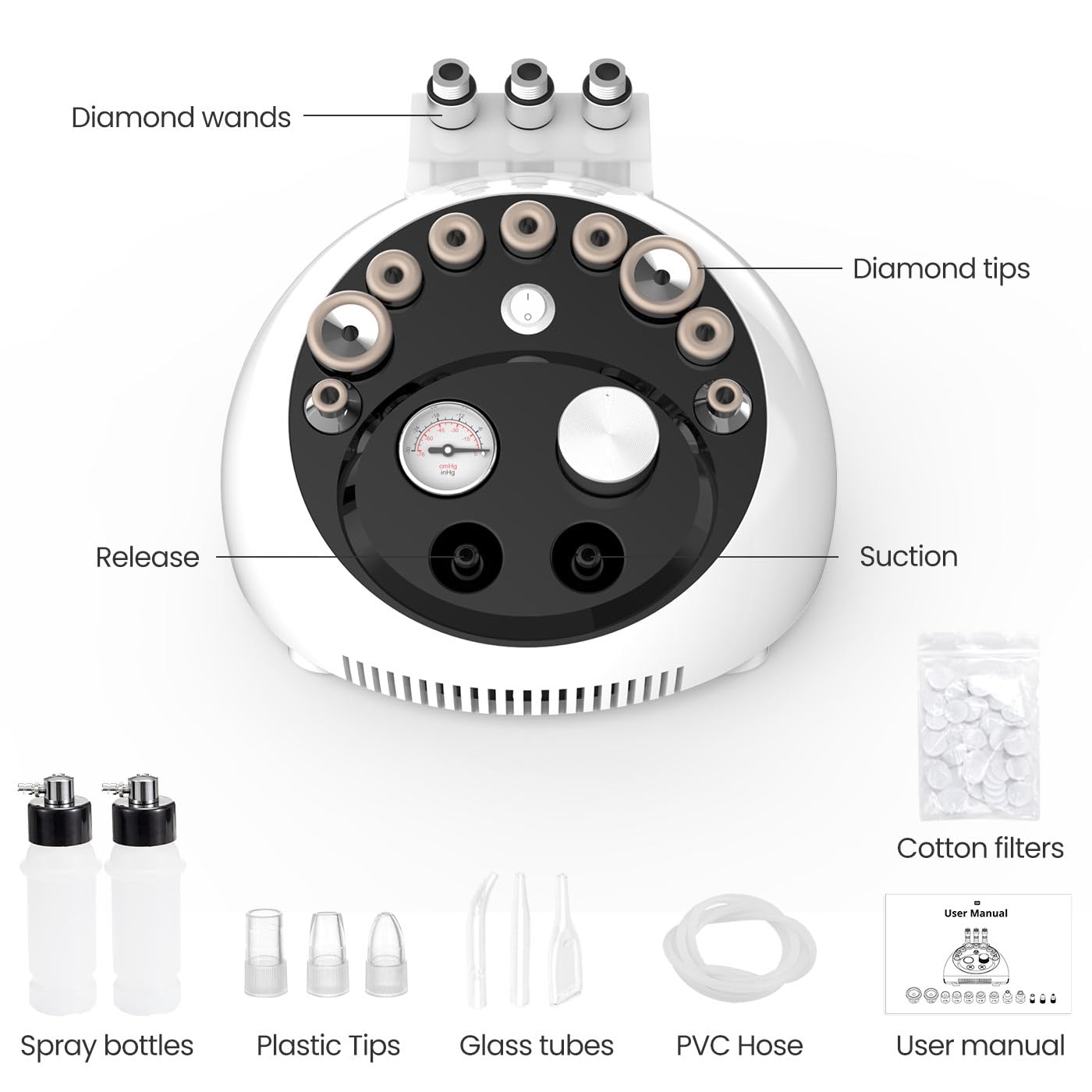 UNOISETION Diamond Microdermabrasion Machine - Professional Home Facial Device for Blackhead Removal, Skin Exfoliation & Rejuvenation | At-Home Spa Treatment for Glowing Skin | Perfect for Acne, Wrinkles & Uneven Skin Tone