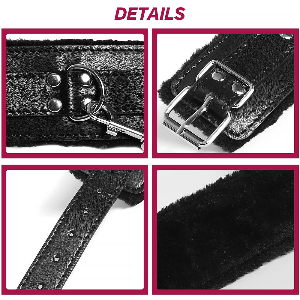Premium Adjustable BDSM Handcuffs for Wrist & Ankle - Soft PU Leather Bondage Restraints for Couples, Fetish & SM Play - Black Sex Toys for Adults - Perfect for Bedroom Roleplay & Spicing Up Relationships