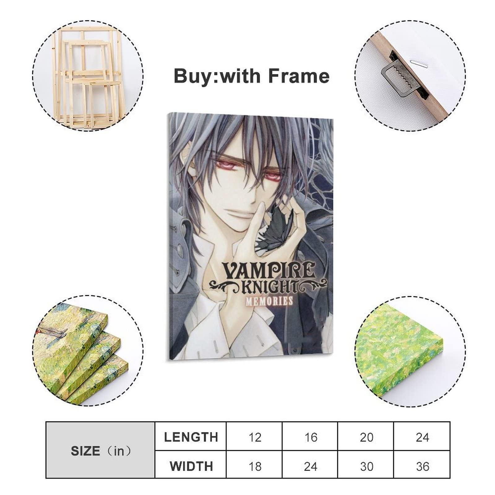 Vampire Knight Anime Poster - Zero Kiryu Canvas Art Print - Japanese Aesthetic Wall Decor (24x36 Inches / 60x90cm) Framed or Unframed - Perfect for Anime Fans, Bedroom Decor & Gift Ideas
