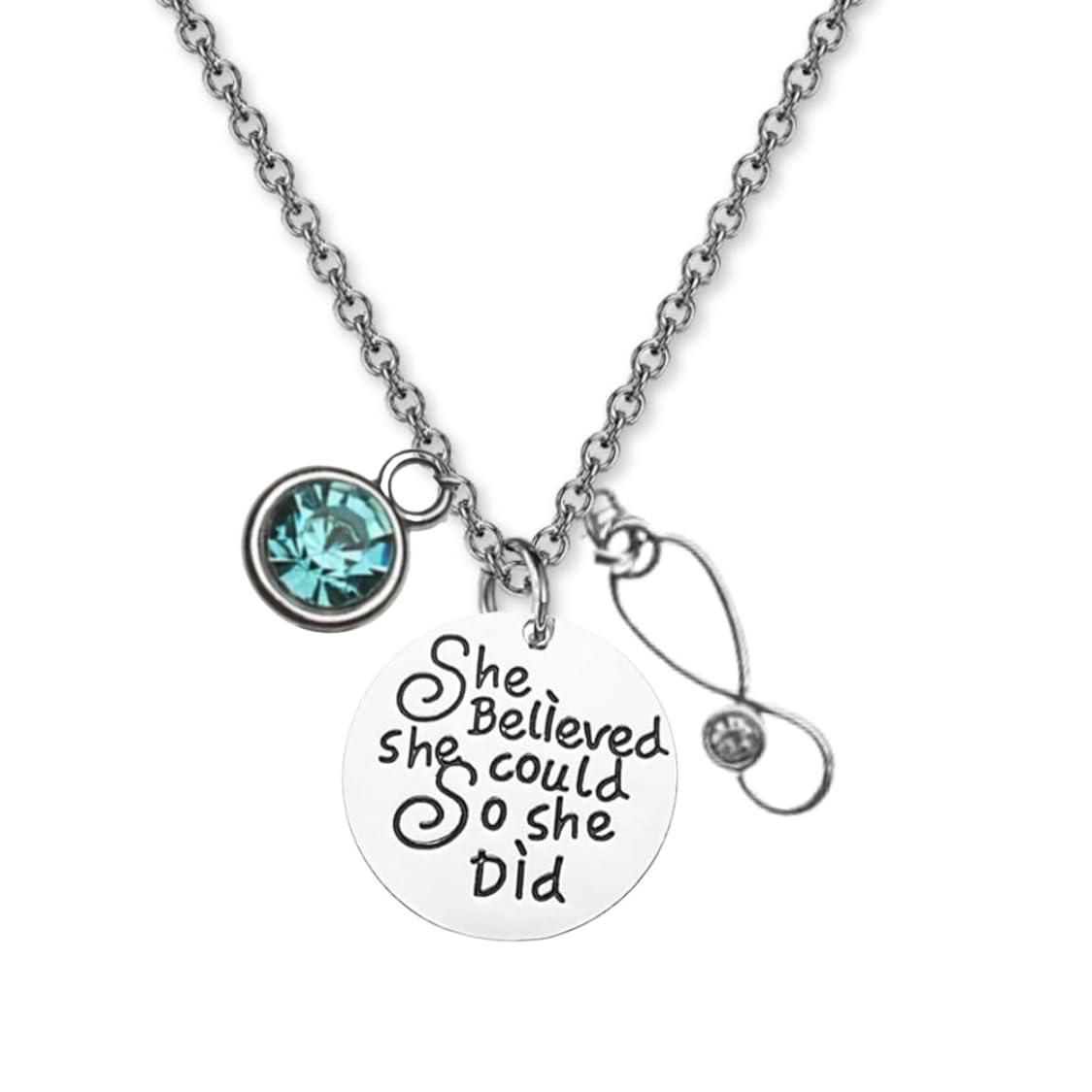 Personalized Nurse Necklace with Birthstone Charm - Inspirational Nursing Jewelry Gift for Women with Stethoscope Pendant | Perfect for Nurse Appreciation Week, Graduation, or Daily Wear