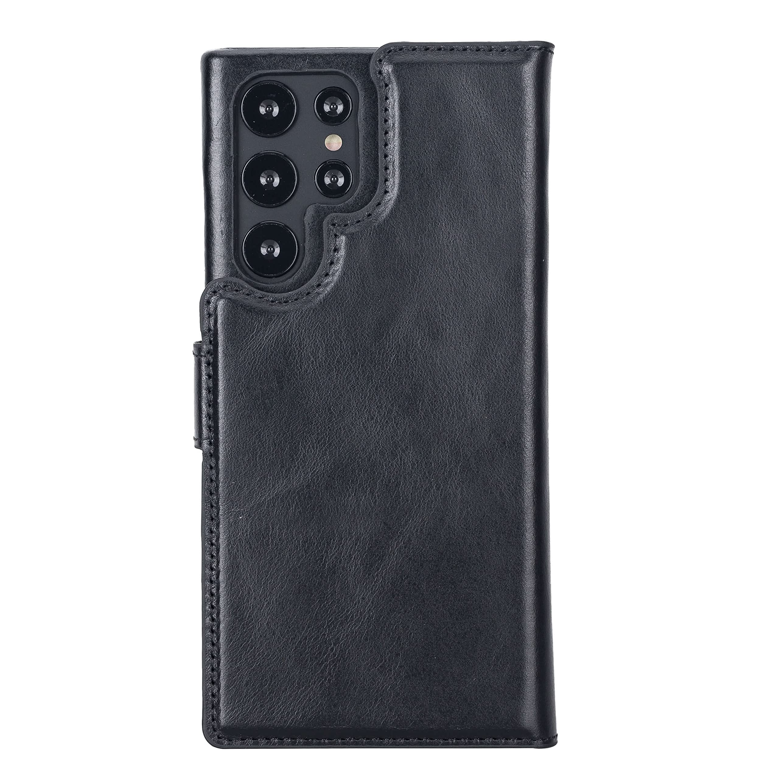 Venito Florence Genuine Leather Wallet Phone Case for Samsung Galaxy S22 Ultra - RFID Blocking for Security - Detachable Wallet with Card Slots - Perfect for Travel, Work & Everyday Use (Rustic Black)