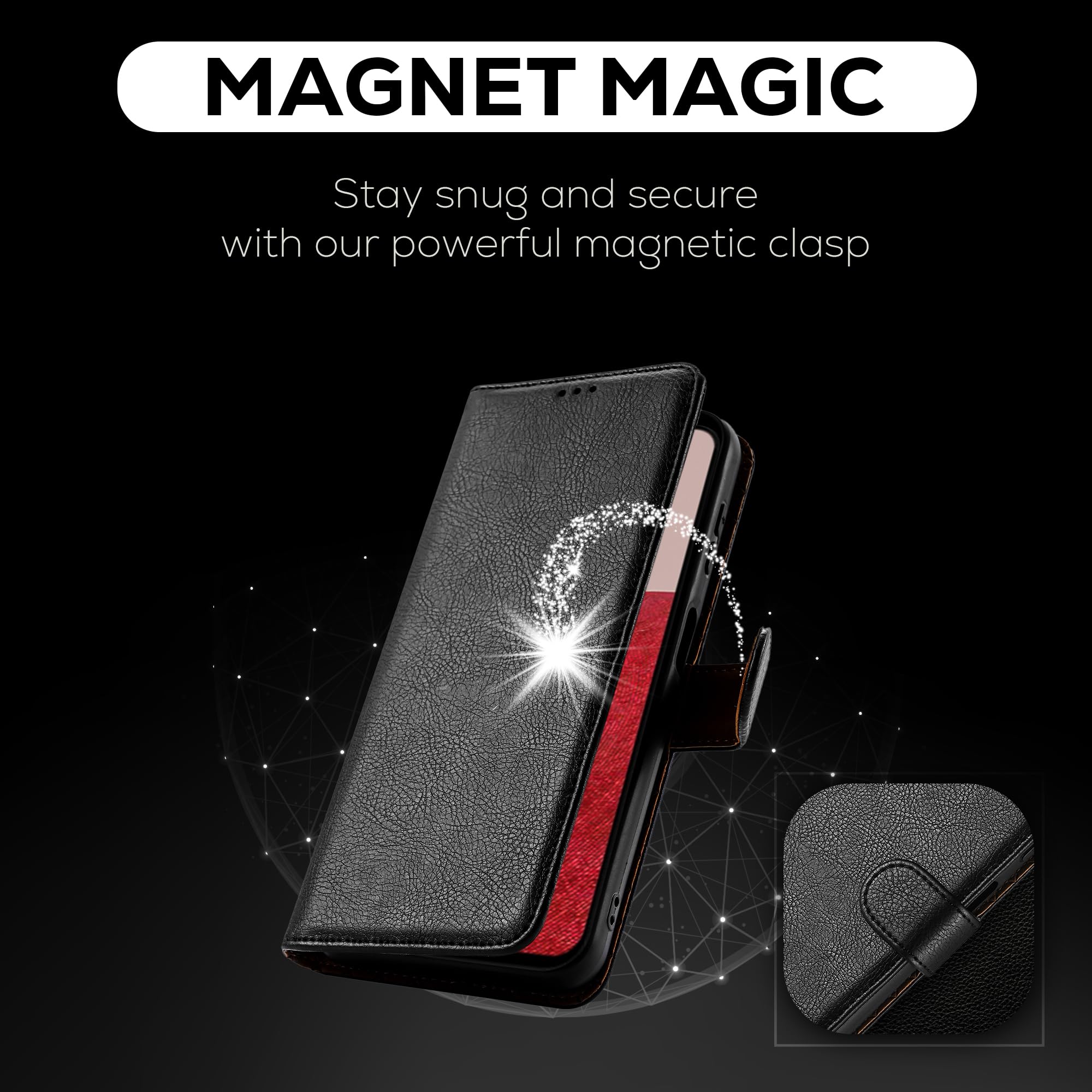 Premium Samsung Galaxy A14 4G/5G Leather Wallet Case - Shockproof Flip Cover with Kickstand & RFID Blocking Card Slots (Black) | Perfect for Business Travel, Commuting & Daily Protection