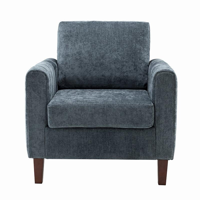 Luca Square Club Armchair - Modern Accent Chair for Living Room, Lounge & Office - Stylish Upholstered Armchair with Wooden Legs - Perfect for Home Decor, Reading Nook & Relaxation