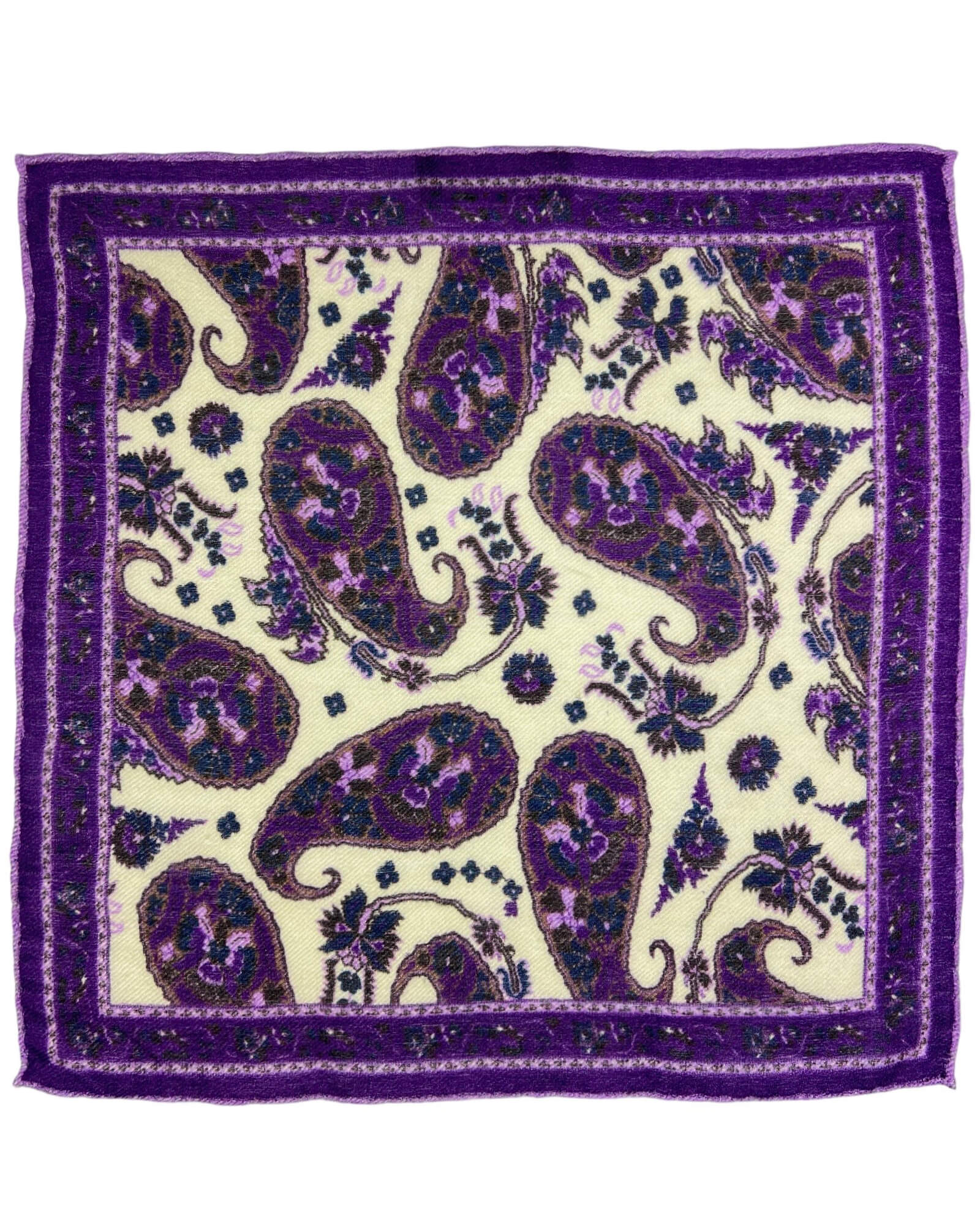 Silvio Fiorello Furnari Paisley Pocket Square - Elegant Purple Silk Handkerchief for Men's Suits | Perfect for Weddings, Business Meetings & Formal Events