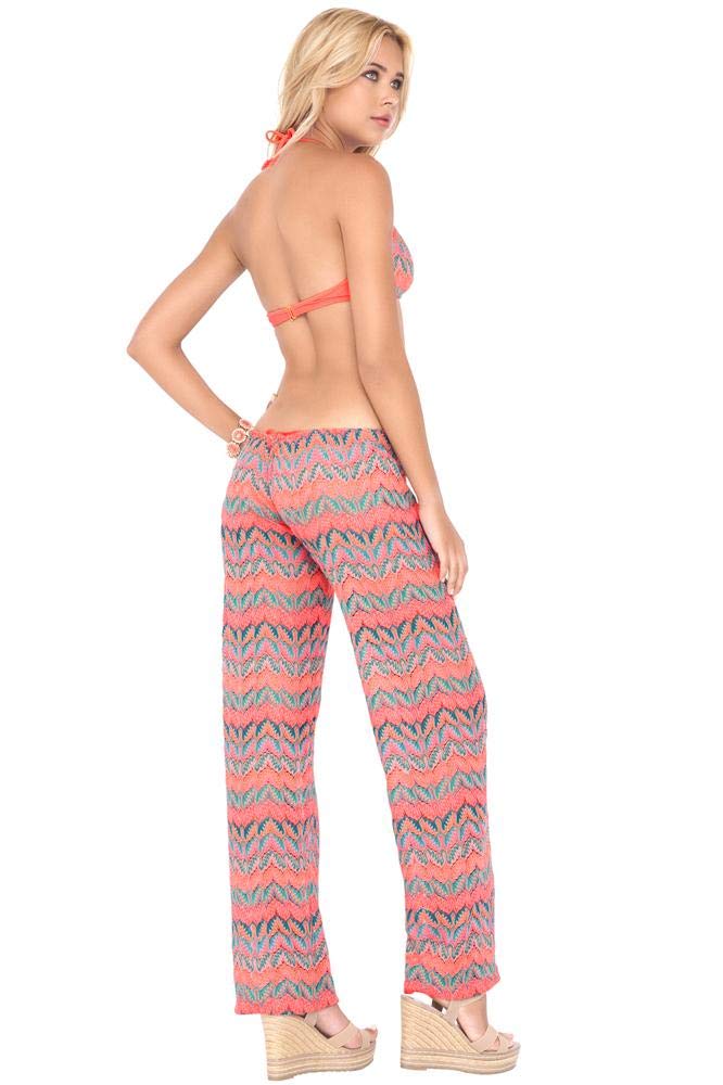 Fuego DIVINO Women's Beach Pants - Lightweight Quick-Dry Swim Cover Up with Pockets - Perfect for Pool, Vacation & Summer Travel (Multicolor, Size L)