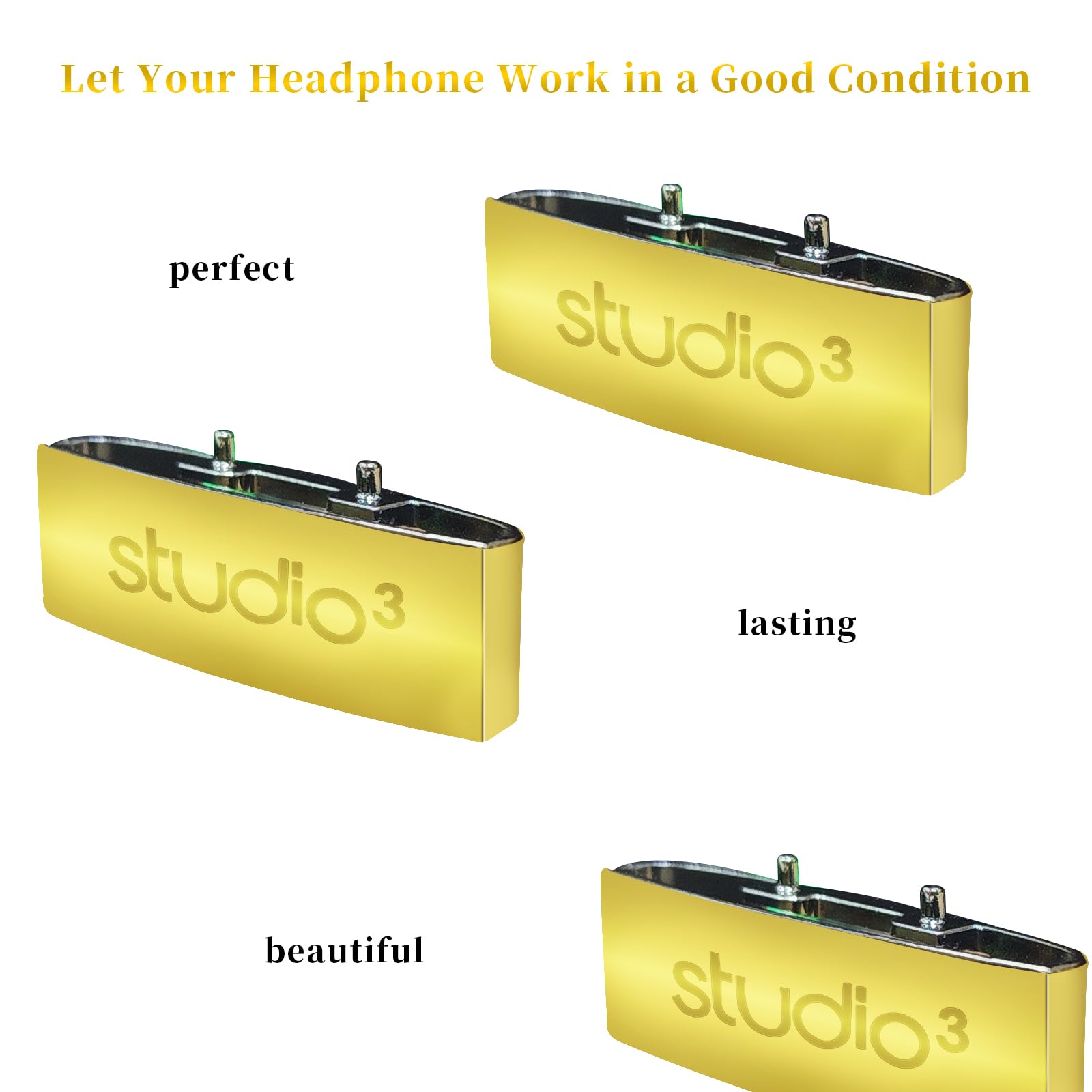 Replacement Headband Connector Hinge Clip Pin for Beats Studio 3 Wireless Headphones - Gold Repair Parts (Compatible with Studio 3.0 Over-Ear Headphones, Not for Solo 2/Solo 3) - Perfect for DIY Fixes & Headphone Maintenance