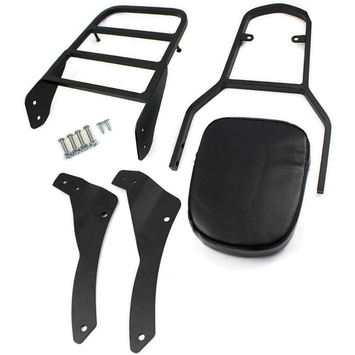 Yamaha V Star 650 400 Classic XVS650 XVS400 DragStar Passenger Sissy Bar with Backrest & Luggage Rack (1998-2018) - Black | Comfortable Rear Seat Support for Long Rides & Touring