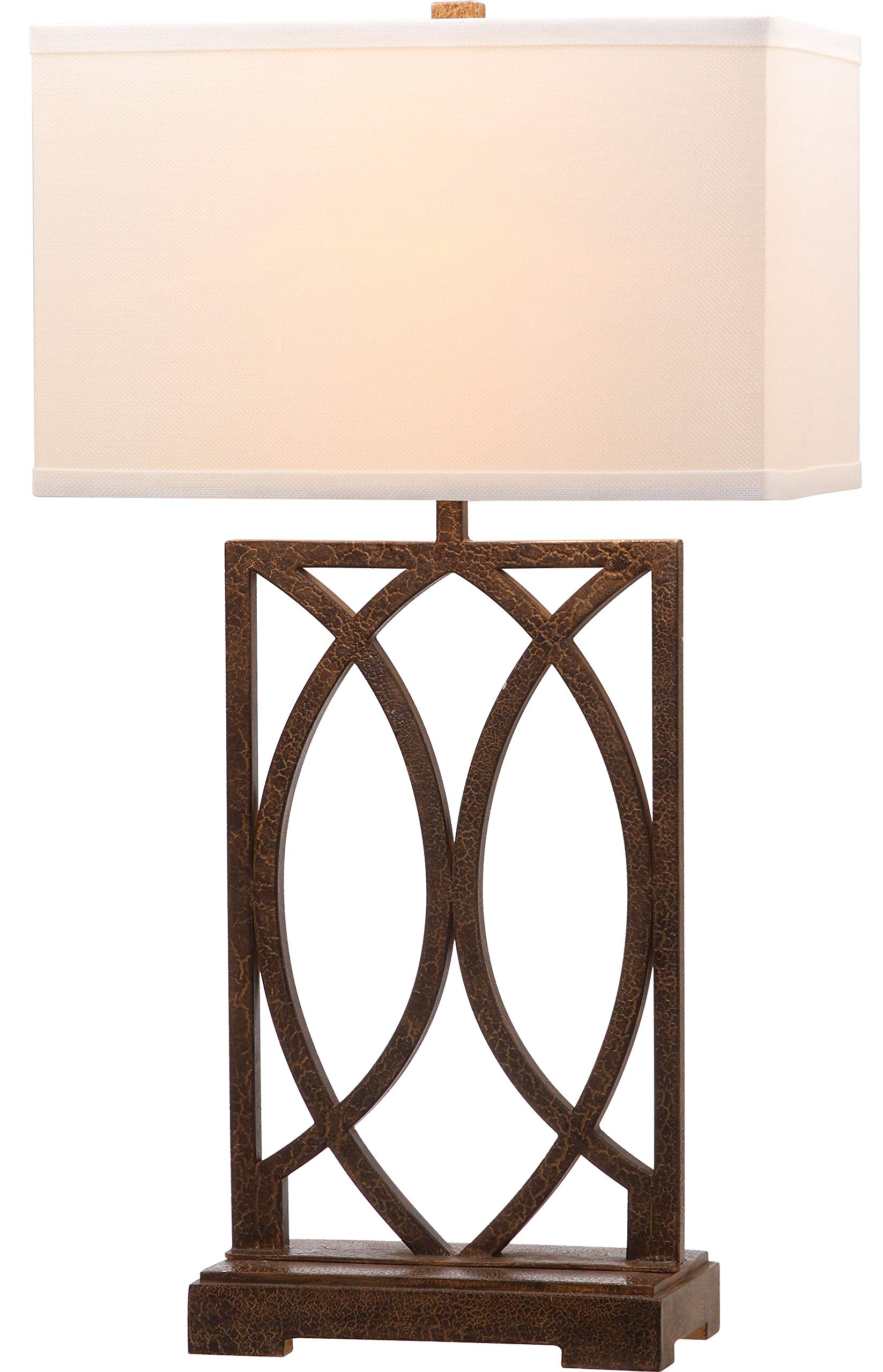 SAFAVIEH Jago Rustic Farmhouse Table Lamp Set of 2 - 30 Inch Antique Gold Bedside Lamps with LED Bulbs Included for Bedroom, Living Room, Home Office & Nightstand Lighting