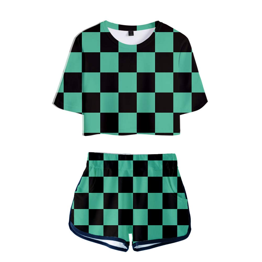 My Sky 2 Piece Anime Outfits for Women - Stylish Crop Top and Short Pants Set | Kawaii Cosplay Costume | Casual Summer Outfit for Conventions, Anime Events & Daily Wear