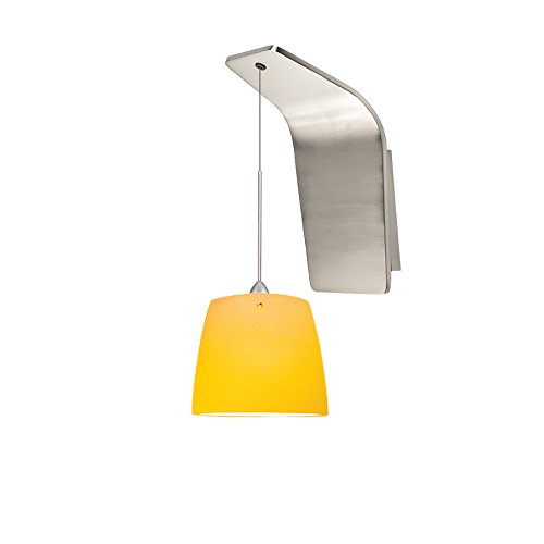 WAC Lighting WS72-G513AM/BN Ella Pendant Fixture Wall Sconce with Amber Glass Shade - Brushed Nickel Finish - Perfect for Bedroom, Living Room & Hallway Lighting