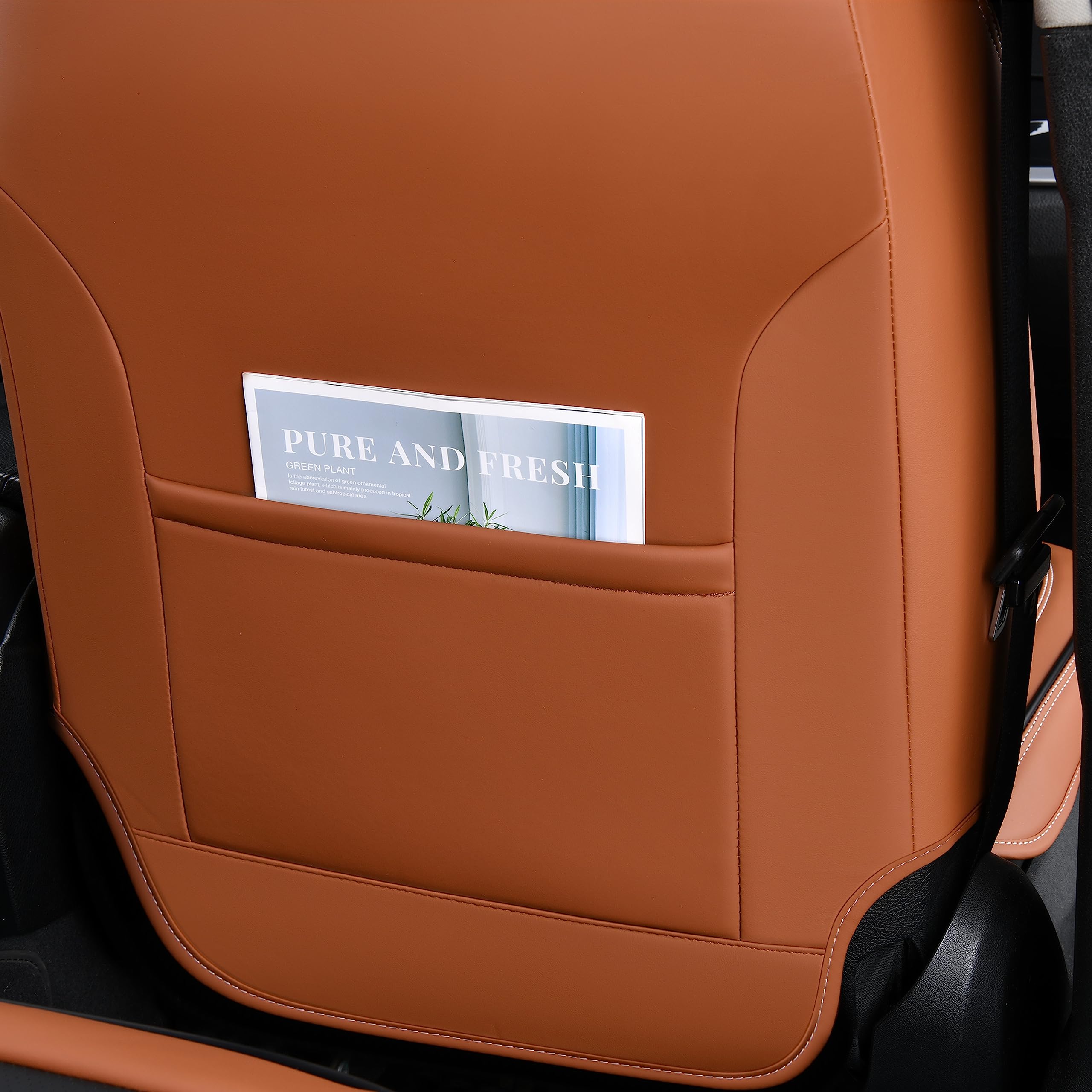 FLORICH Waterproof Leather Car Seat Covers 2 Pack - Universal Fit for Most Cars, Trucks & SUVs (Brown & Black) | Premium Protection for Daily Commute, Road Trips & Family Travel