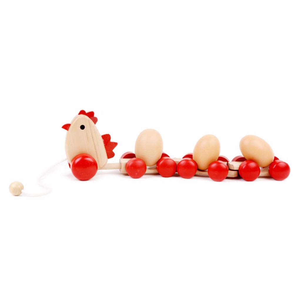 Wooden Pull Along Hen Toy with Eggs - Creative Push Pull Chicken Toy for Toddlers & Kids - Perfect for Early Learning, Motor Skills Development & Imaginative Play
