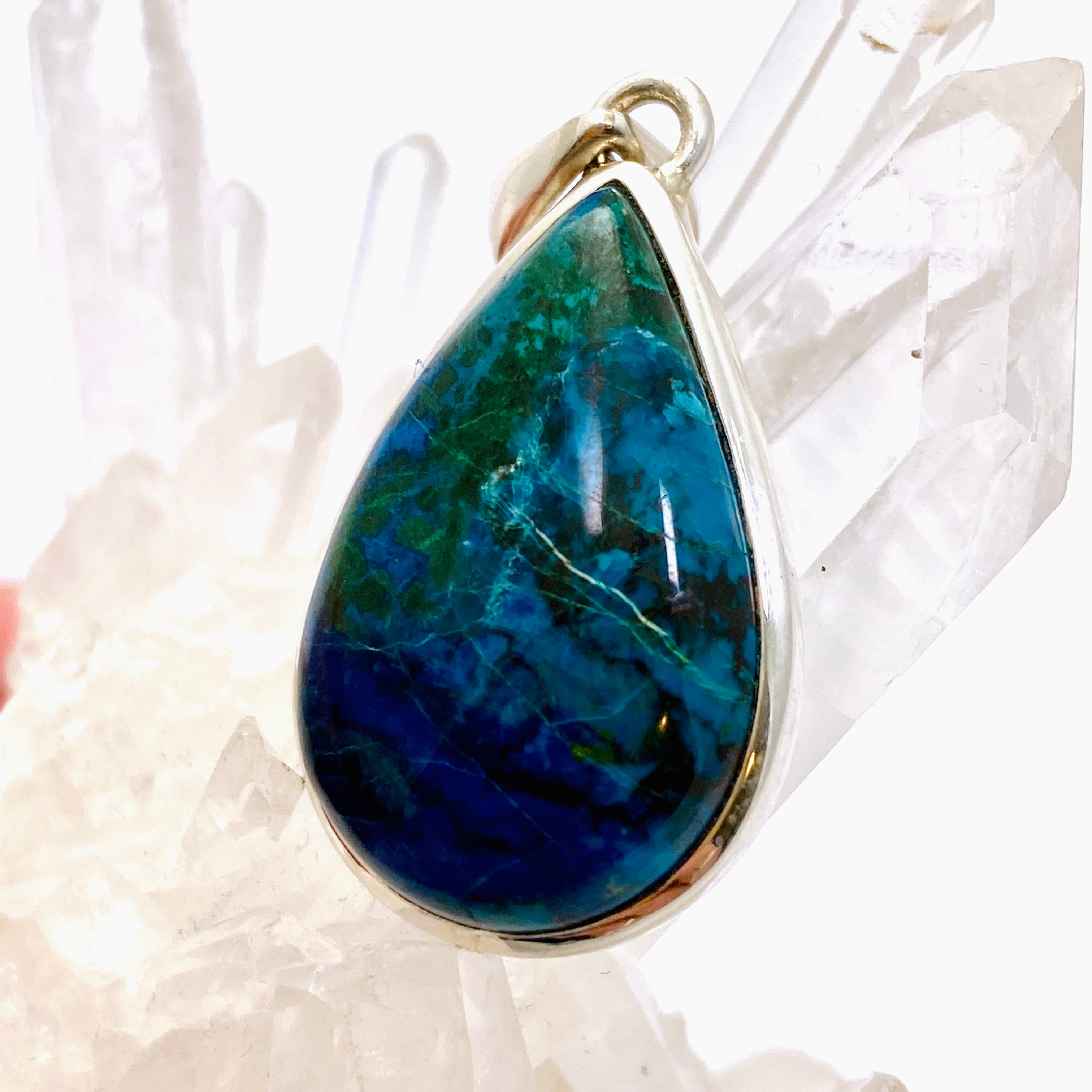 Natural Shattuckite Teardrop Cabochon Pendant - Handmade Blue Gemstone Jewelry PPGJ1004 for Healing, Meditation & Spiritual Gifts
