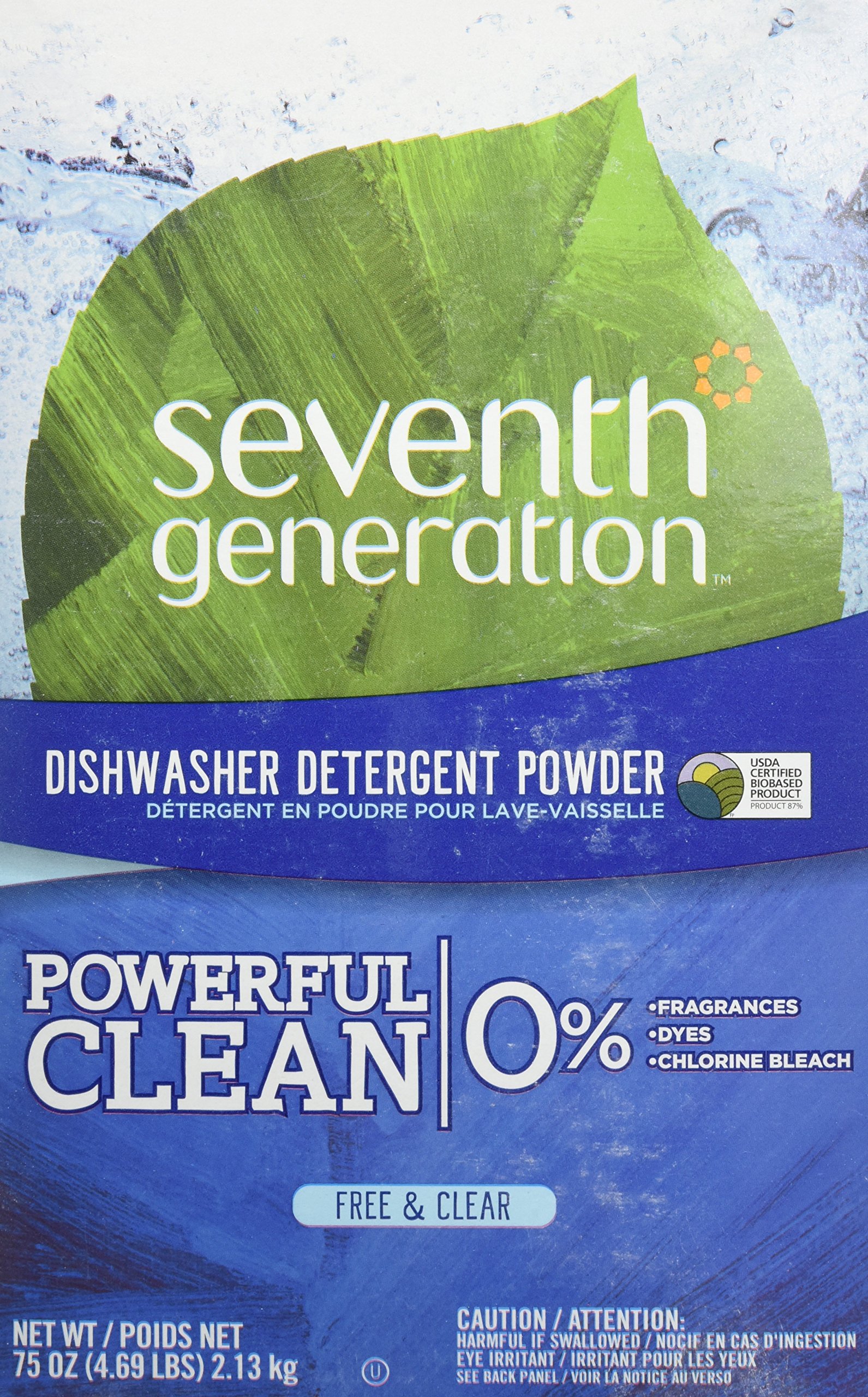 Seventh Generation Free & Clear Automatic Dishwasher Detergent Powder - 75 oz (2-Pack) | Eco-Friendly & Hypoallergenic for Sensitive Skin - Perfect for Daily Dishwashing & Large Families