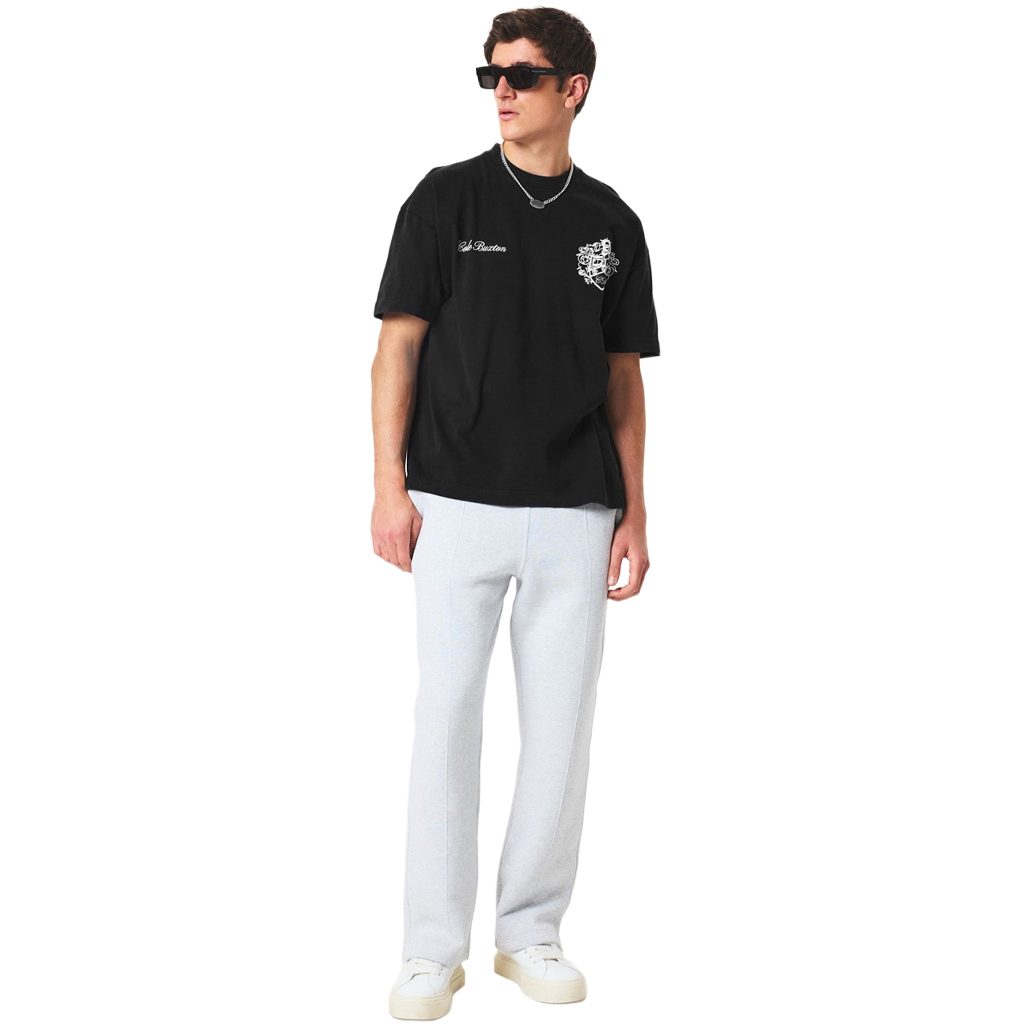 Cole Buxton Collegiate Black T-Shirt for Men - Premium Cotton Crewneck Tee for Casual Wear, Gym & Street Style