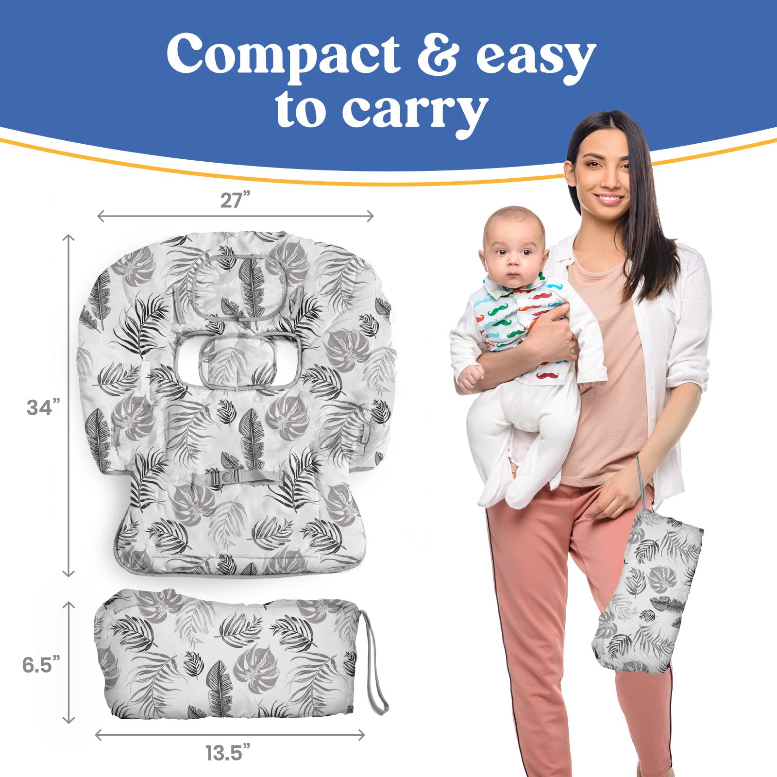PILLANI Baby Shopping Cart Cover & High Chair Cover - Universal Fit for Boys & Girls - Soft, Washable Grocery Cart & Restaurant Seat Protector - Perfect for Shopping, Dining Out & Travel