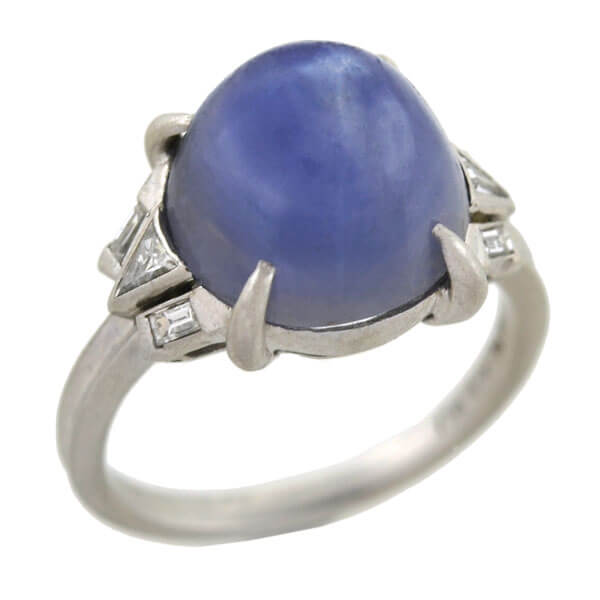 Art Deco Platinum 4.50ct Star Sapphire & Diamond Vintage Ring for Women - Perfect for Weddings, Anniversaries & Special Occasions