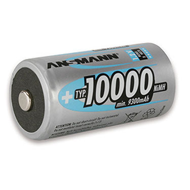 Ansmann D Size 1.2V 10Ah NiMH Rechargeable Battery Pack - Long Lasting Power for Flashlights, Toys, Radios & Emergency Devices
