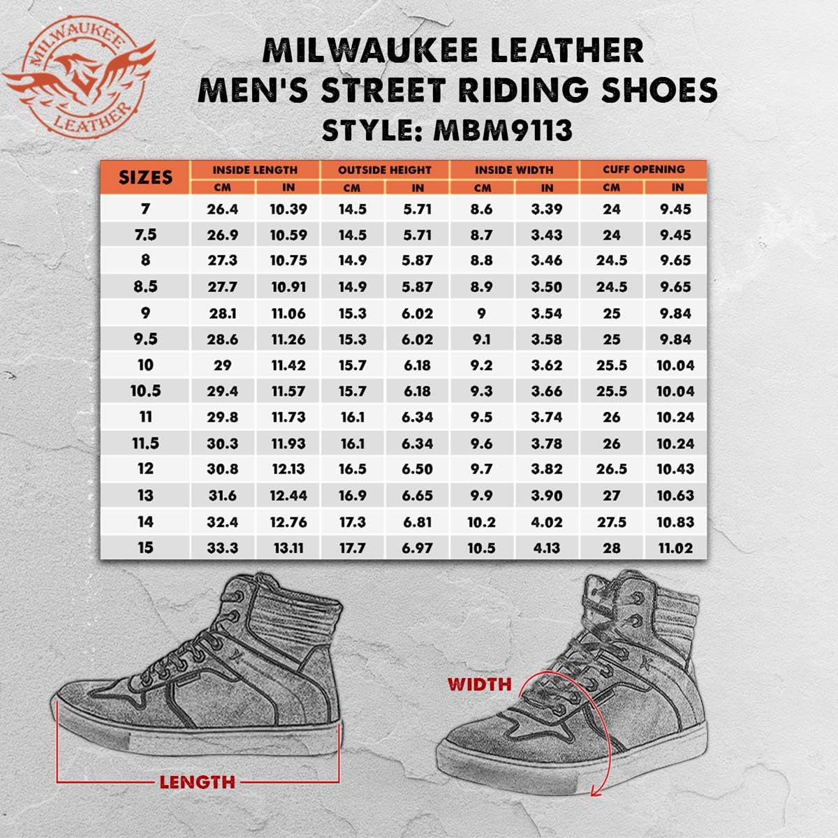 Milwaukee Leather Men's Motorcycle Shoes - Reinforced Street Biker Boots for Casual Riding (Leather, Suede & Canvas) Size 13 - Perfect for Urban Commuting & Weekend Cruises
