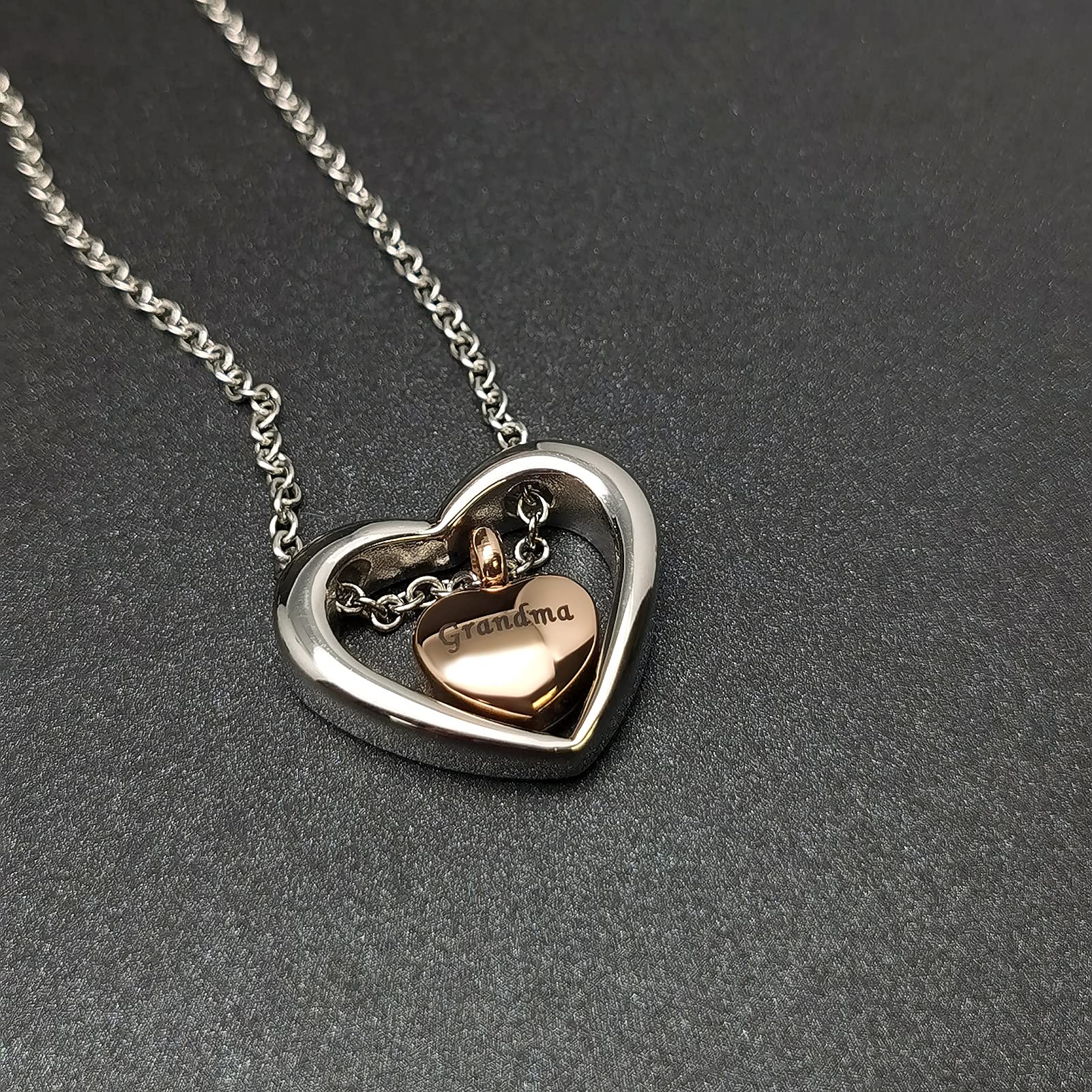 Rose Gold Double Heart Urn Necklace for Ashes - Cremation Jewelry Keepsake Memorial Pendant for Grandma - Perfect for Honoring Loved Ones at Memorials & Special Occasions