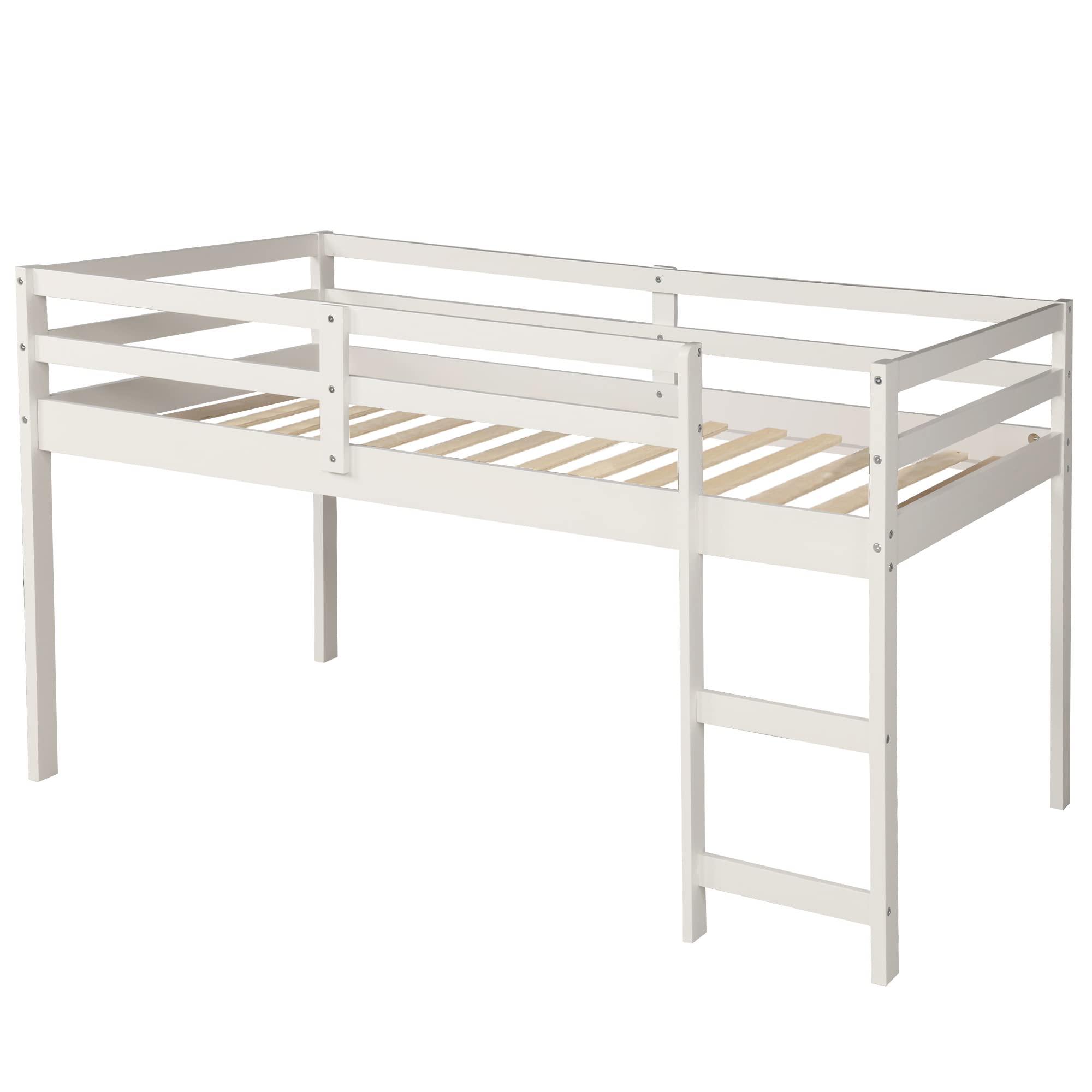 Harper & Bright Designs White Twin Loft Bed with Desk & Storage - Space-Saving Kids & Teen Bedroom Furniture for Small Rooms, Dorms, and Apartments