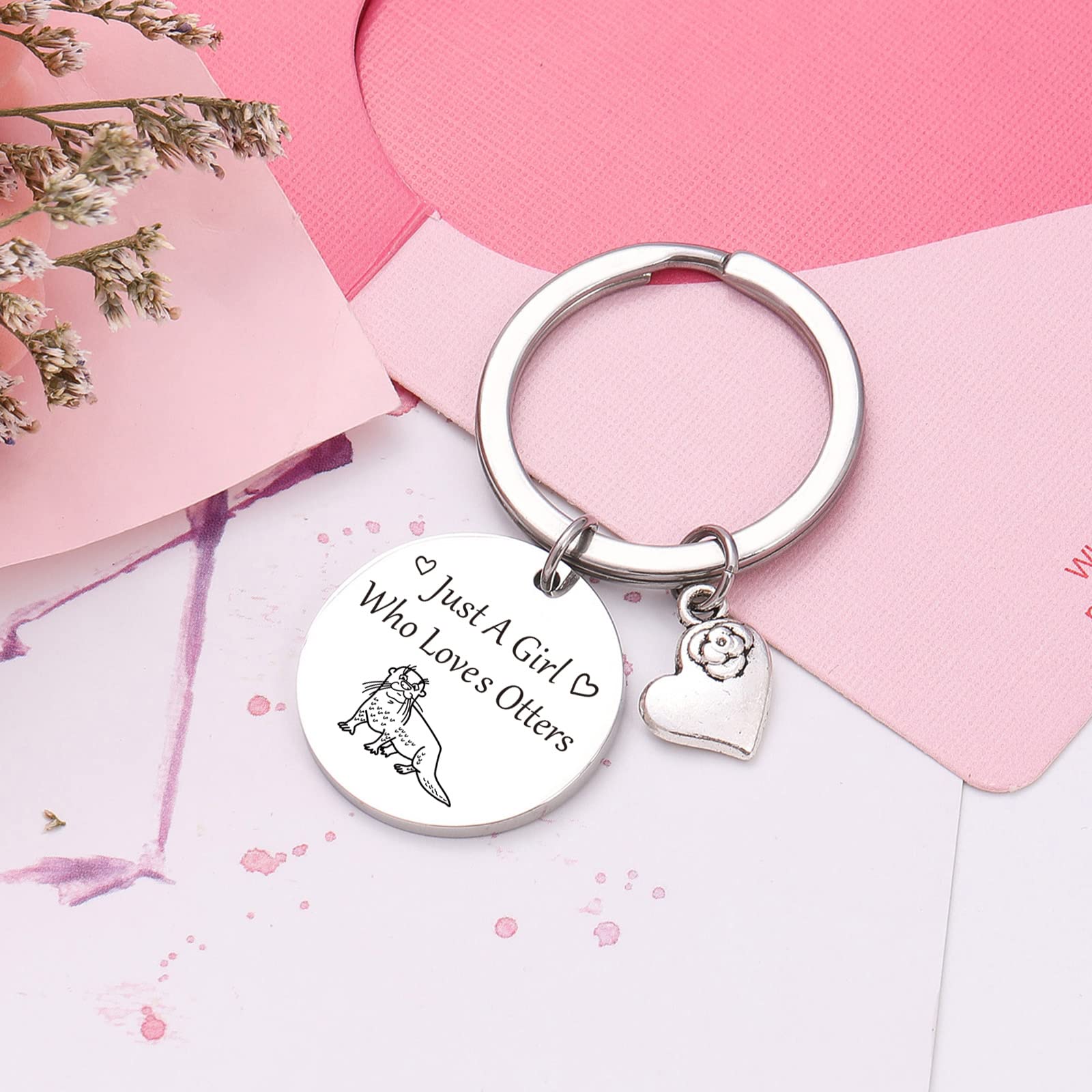 RSZOTW Sea Otter Jewelry - Otter Mom & Sister Keychain, Cute Otter Girl Gift for Girlfriend, Best Friend & Otter Lovers | Perfect Birthday, Anniversary & Friendship Present for Animal Lovers