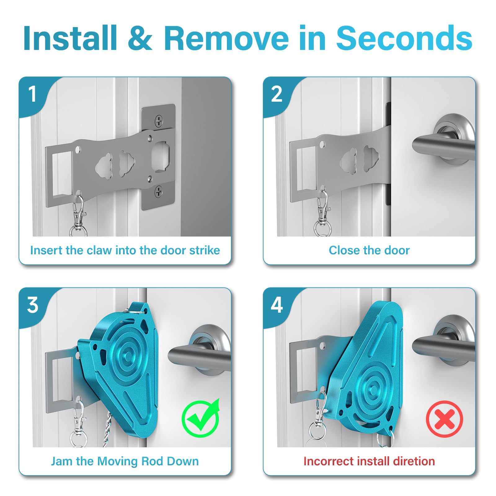 Travel Door Lock - Portable Metal Safety Lock for Hotels & Apartments | Secure Rooms from Inside