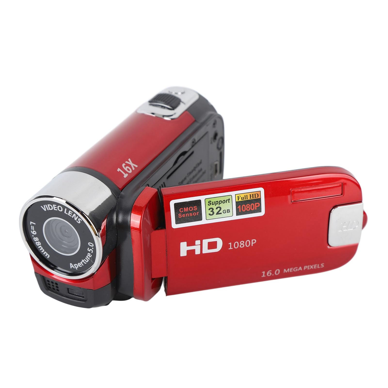 4K 48MP Brrnoo Handheld Video Camera Camcorder with Rotatable TFT Screen & 16x Digital Zoom - Perfect for Vlogging, YouTube Videos, Travel Recording & Home Movies (Red, Includes USB Cable)