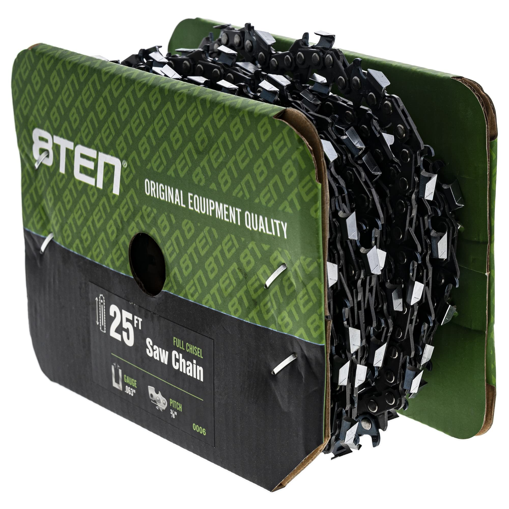 8TEN Bulk Reel Chainsaw Chain - 25 Foot Full Chisel 3/8