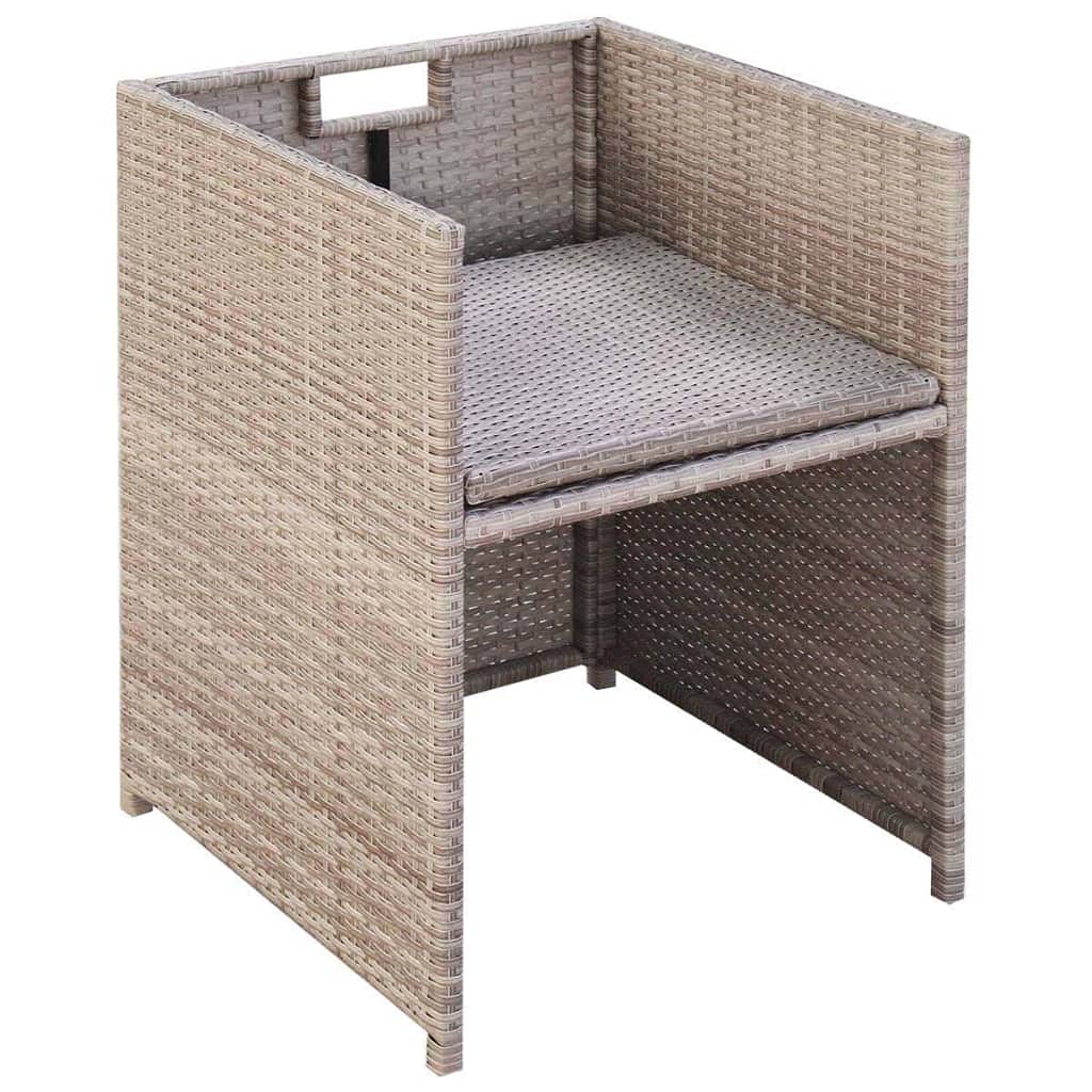 5-Piece Patio Furniture Set with Table & Chairs - Outdoor Dining Set for Garden, Balcony, Porch - Beige Poly Rattan with Cushions & Stool - Perfect for Backyard BBQs, Poolside Relaxation & Outdoor Entertaining