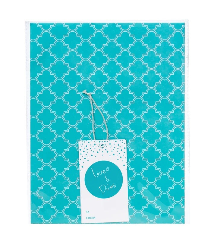 Love & Du'as Aqua Blue Gift Wrapping Paper - Perfect for Birthday, Wedding & Holiday Presents
