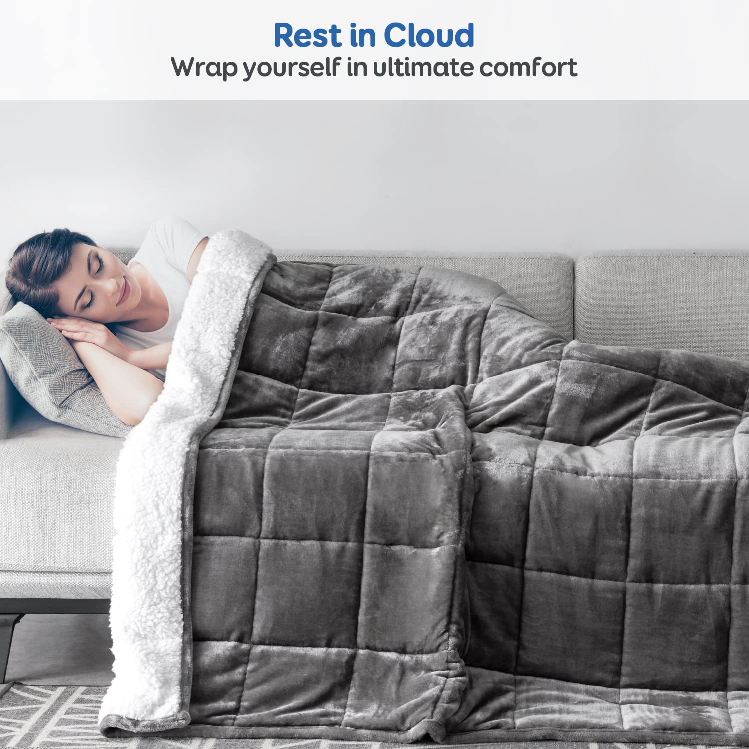 15 lbs Cottonblue Sherpa Weighted Blanket - Twin Size 48x72 Inches - Ultra Soft Fleece Flannel Heavy Blanket for Adults - Perfect for Stress Relief, Anxiety & Better Sleep - Ideal Birthday Gift for Men & Women