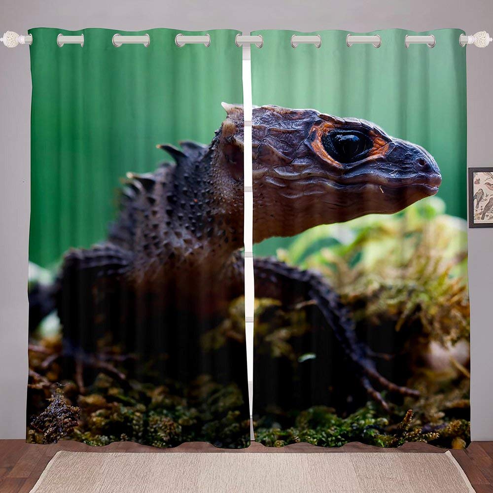 Vivid Lizard Print Blackout Curtains for Bedroom, Kitchen & Living Room - 84x84 Inch Grommet Window Panels (Set of 2) - Realistic Reptile Design for Home Decor & Privacy Protection - Perfect for Jungle Theme Rooms, Kids' Bedrooms & Reptile Lover Gifts