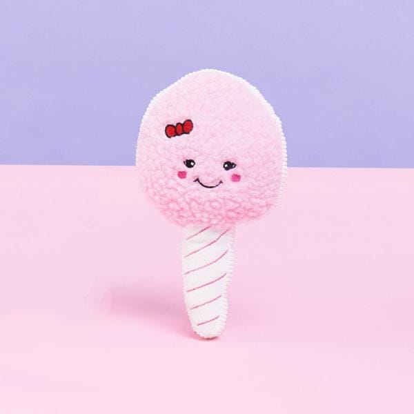 ZippyPaws Squeakie Pattiez Plush Dog Toy - Cute Cotton Candy Design with Squeaker for Small & Medium Dogs - Perfect for Playtime, Training & Cuddling