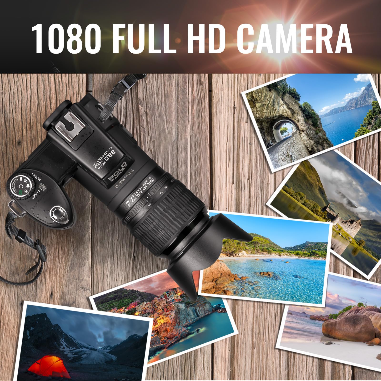 NBD -PT 33MP DSLR Camera with 24X Telephoto Lens & 0.5X Wide Angle Lens - 1080P HD Vlogging Camera with LED Light - Best Beginner DSLR for Travel, YouTube & Photography Enthusiasts