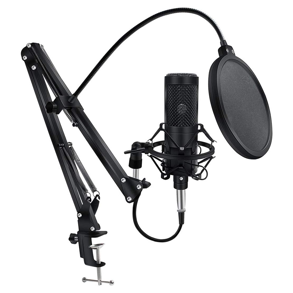 Professional Condenser Microphone for PC Recording - Studio Quality USB Mic with Stand for Podcasting, Streaming, Gaming & Voice Overs (Black)
