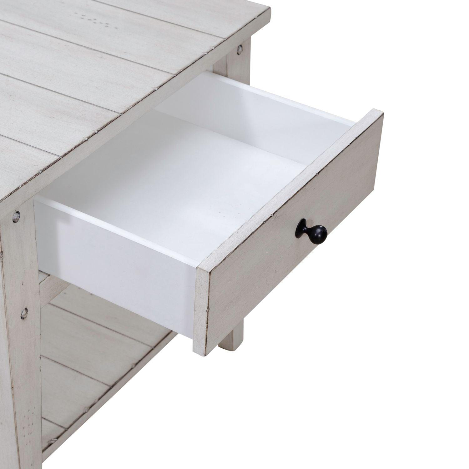 Lake House White Chairside End Table - 110W OT1021 - Small Accent Table for Living Room, Bedroom, or Office - Perfect Side Table for Coffee, Books, and Decor