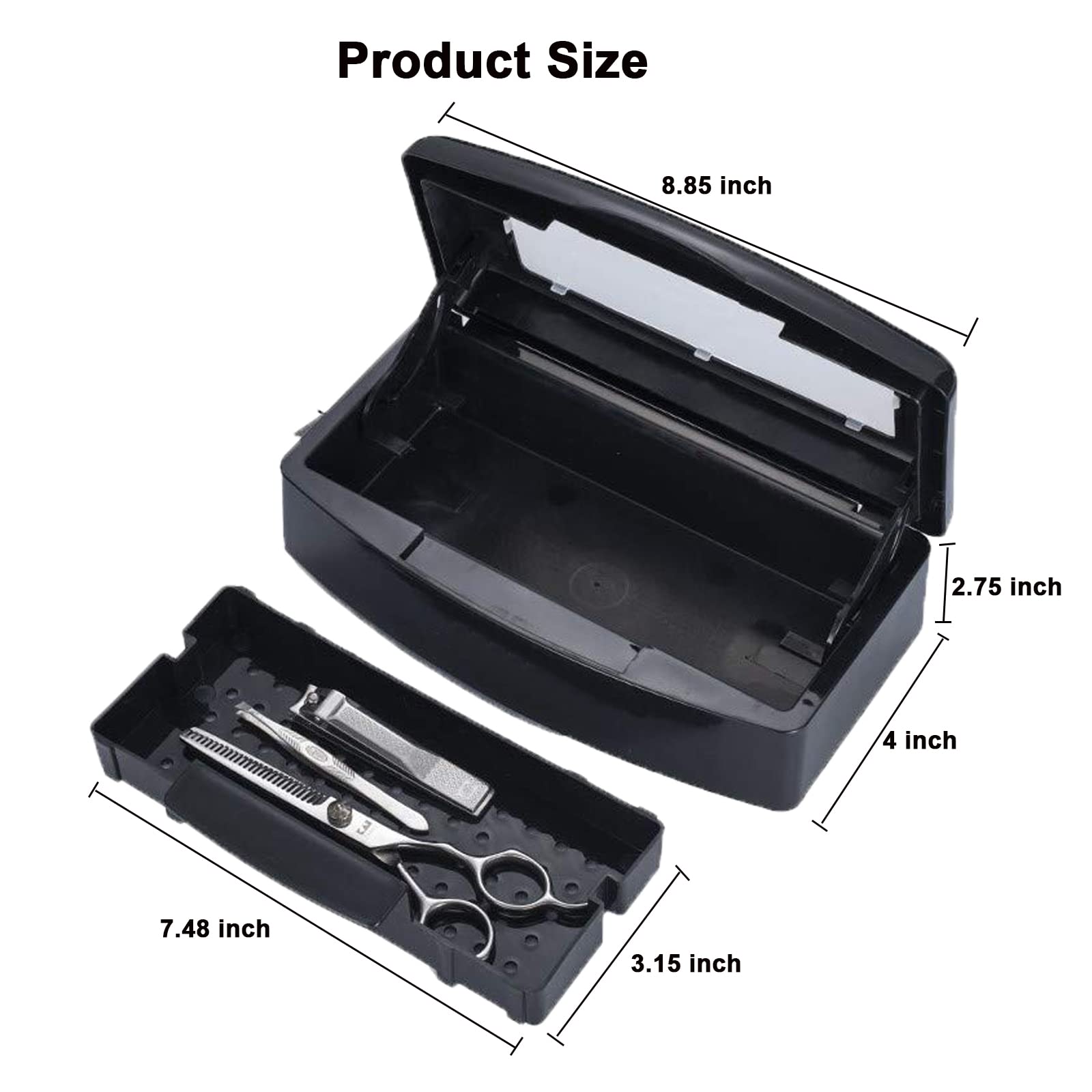 Professional Nail Art Tool Sterilizer Tray - Plastic UV Sanitizing Storage Box Organizer for Manicure, Pedicure, Tweezers & Salon Equipment (Black) - Perfect for Nail Salons, Spas & Home Use