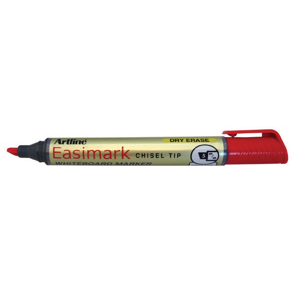 Artline 159 Easimark Whiteboard Marker - 5mm Chisel Tip, Red Ink, Pack of 12 - Perfect for Office Meetings, Classroom Teaching & Home Organization